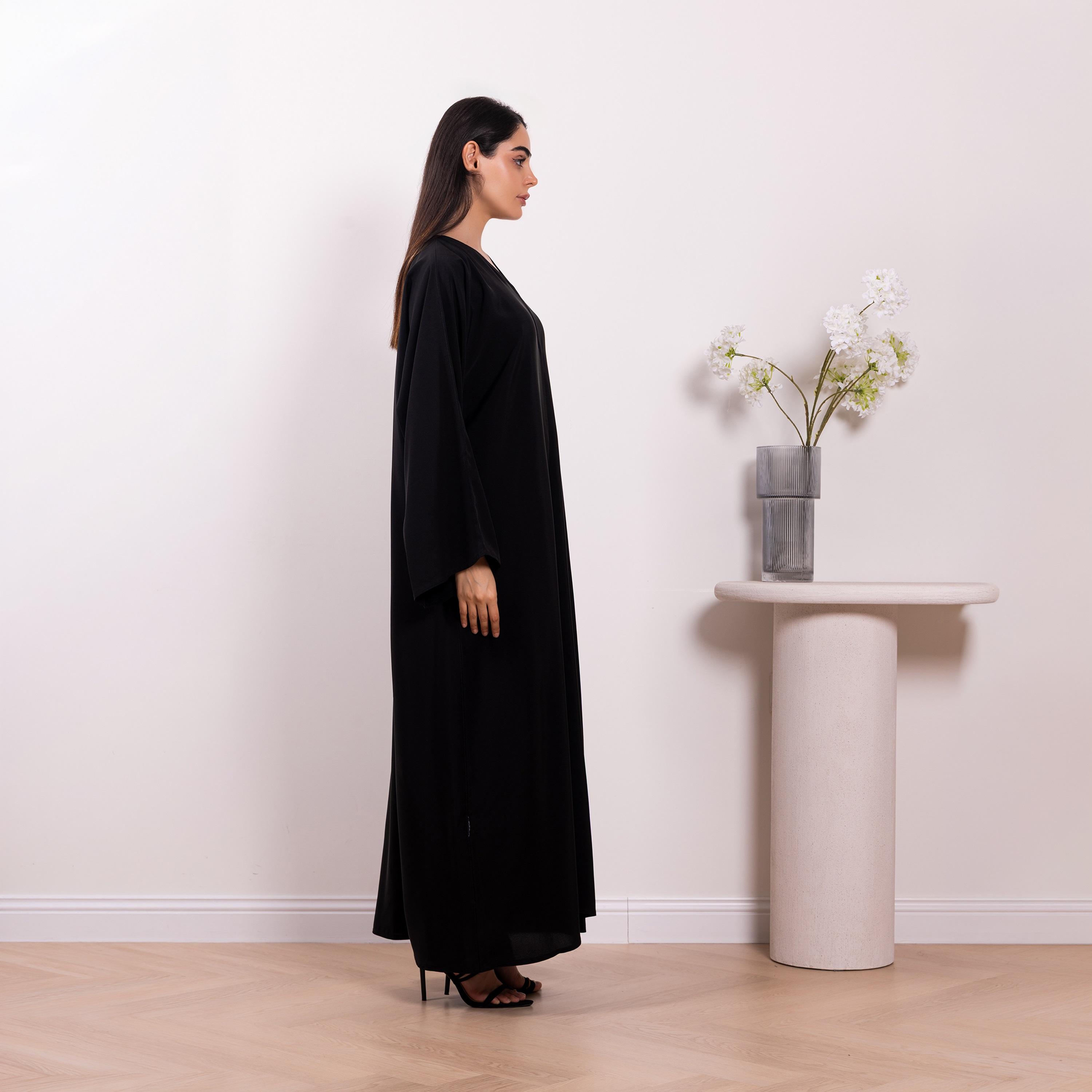 Nikias Black Flared Sleeves Nida Women's Abaya-women-arabicclothing-abayas-image-2