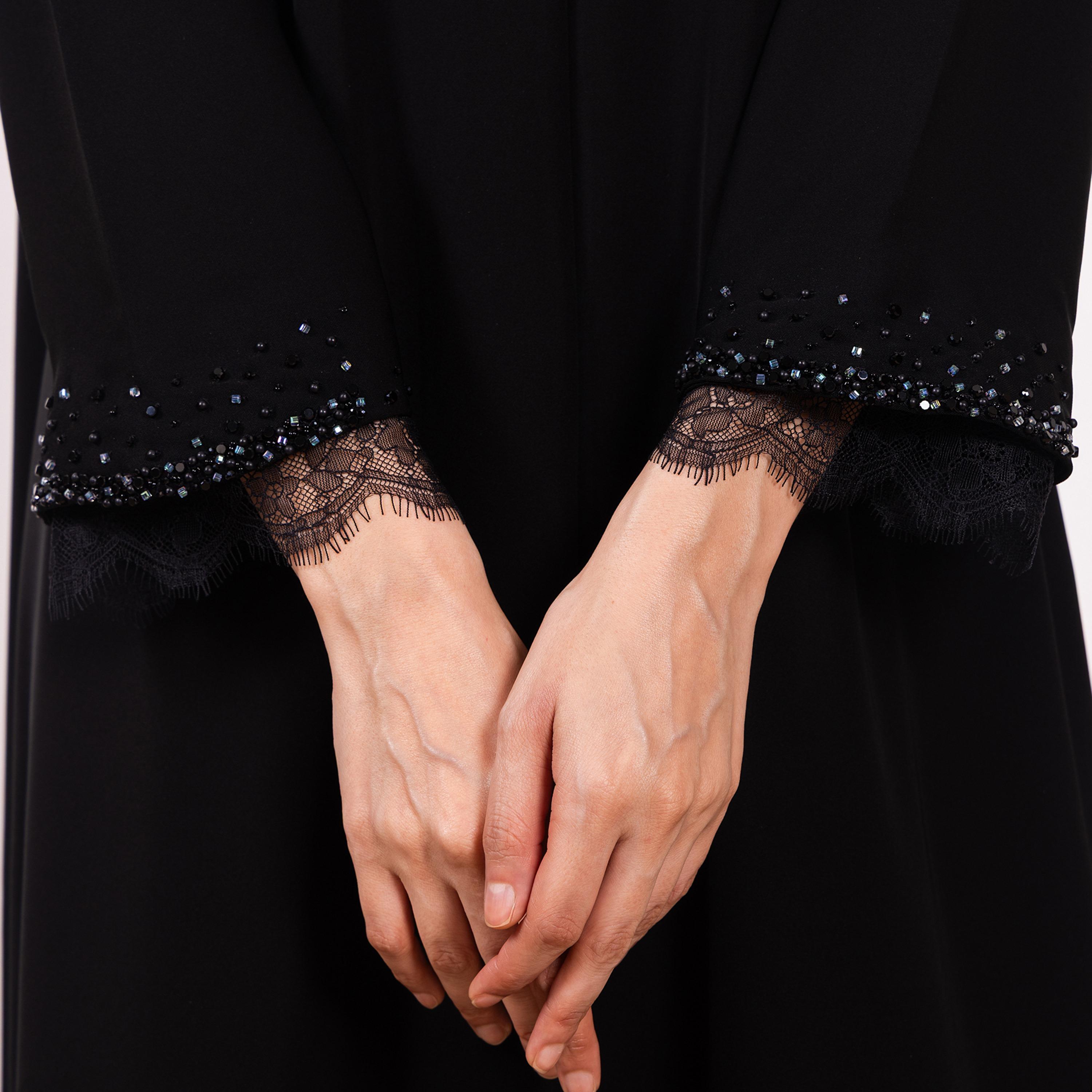 Nikias Black Cobra Crepe Women's Abaya-women-arabicclothing-abayas-image-3