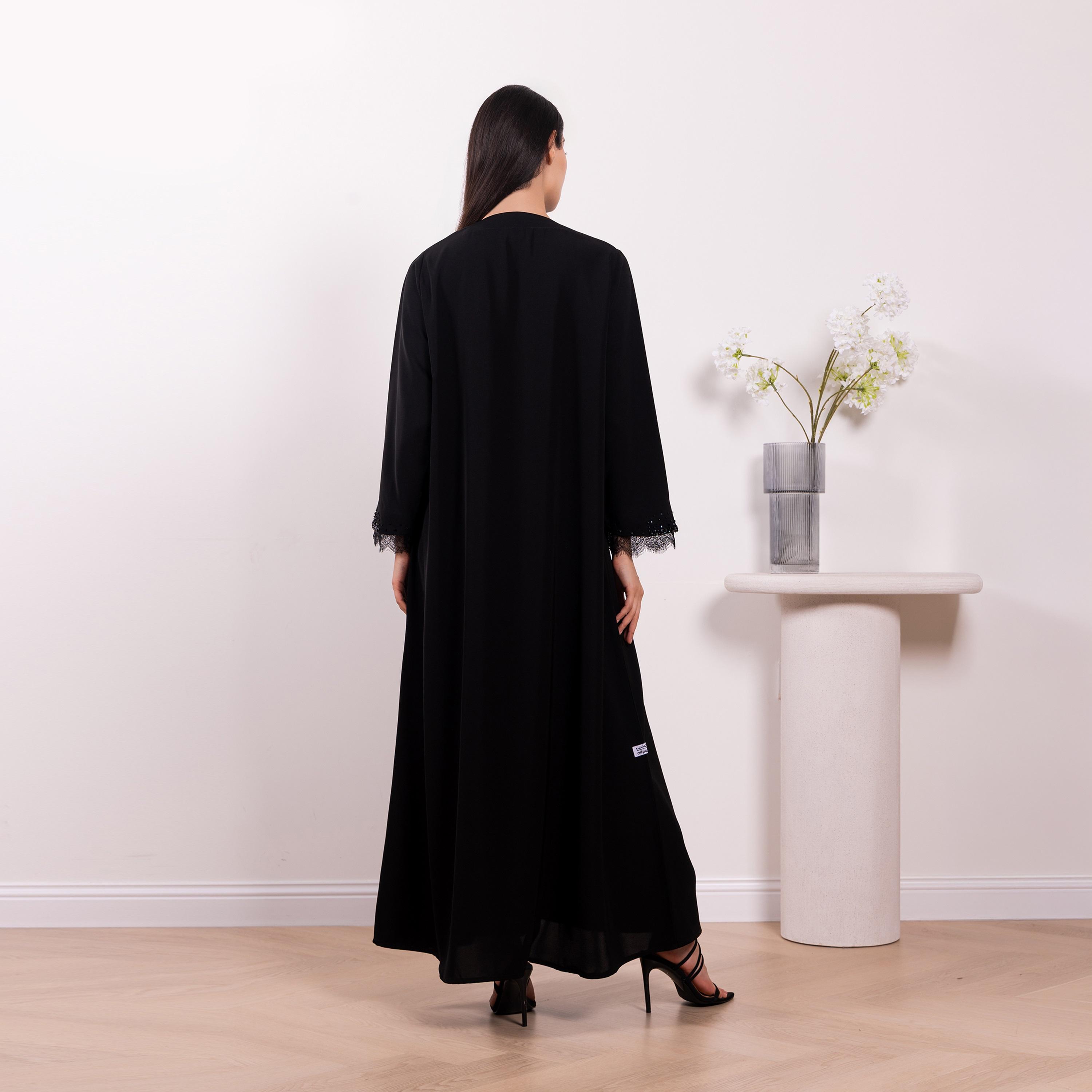 Nikias Black Cobra Crepe Women's Abaya-women-arabicclothing-abayas-image-4