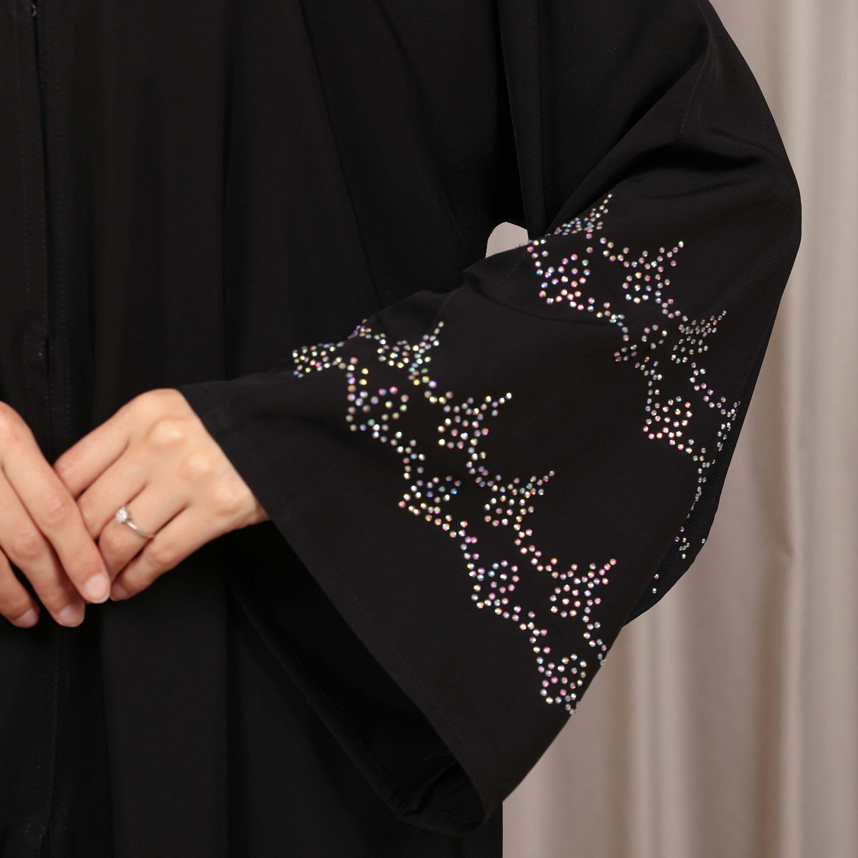 Nikias Black Flared Sleeves Nida Women's Abaya-women-arabicclothing-abayas-image-2
