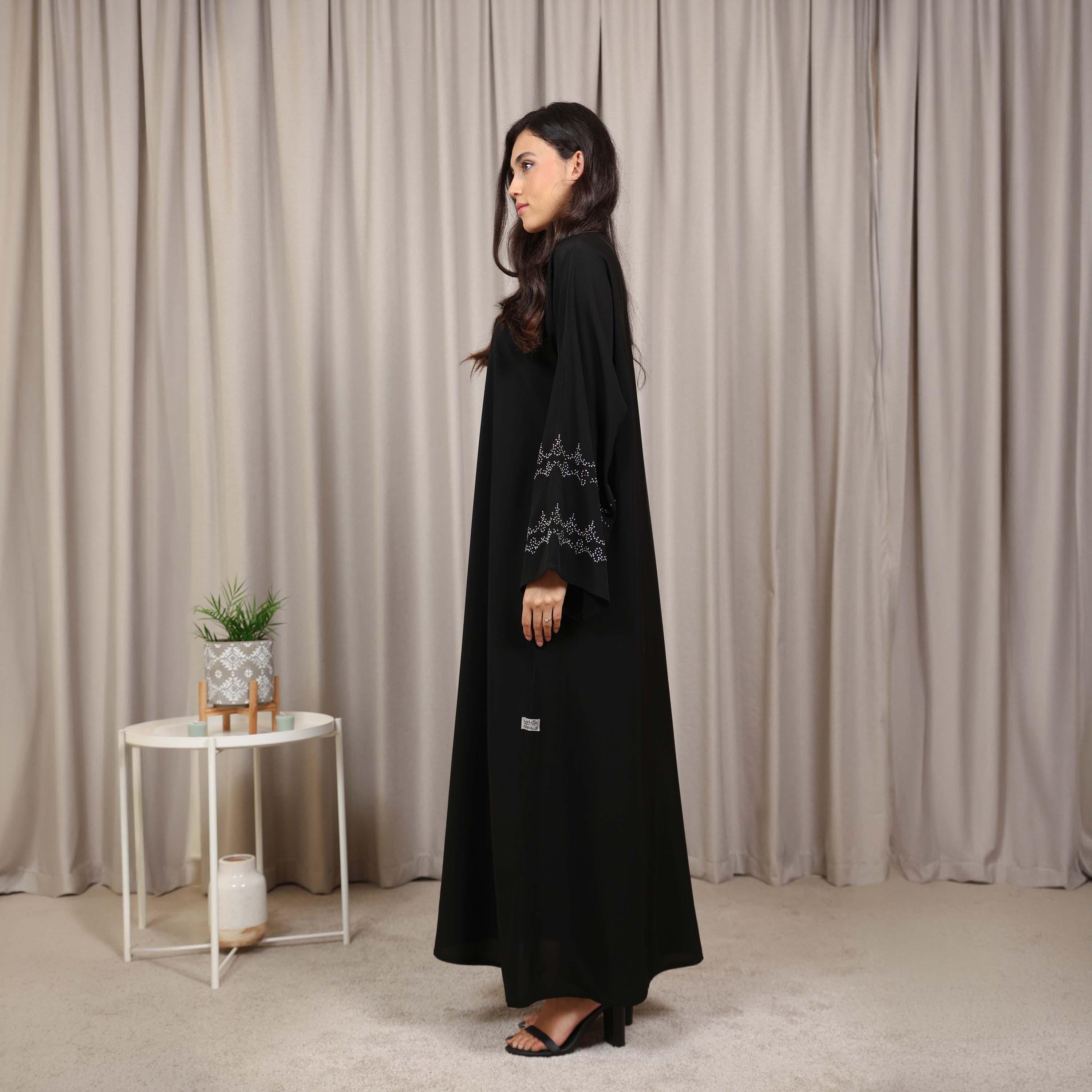 Nikias Black Flared Sleeves Nida Women's Abaya-women-arabicclothing-abayas-image-4