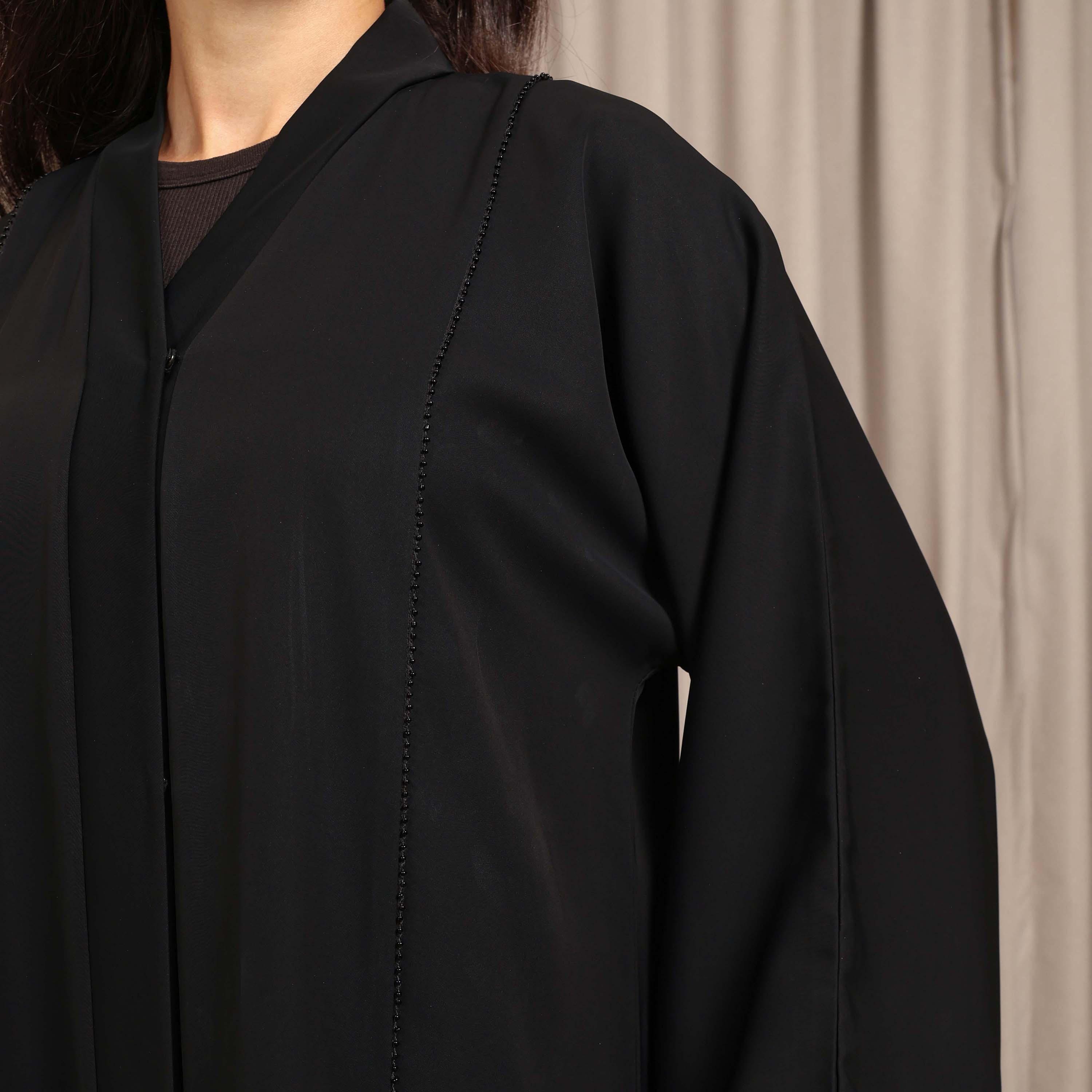Nikias Black Wide Sleeves Nida Women's Abaya-women-arabicclothing-abayas-image-2