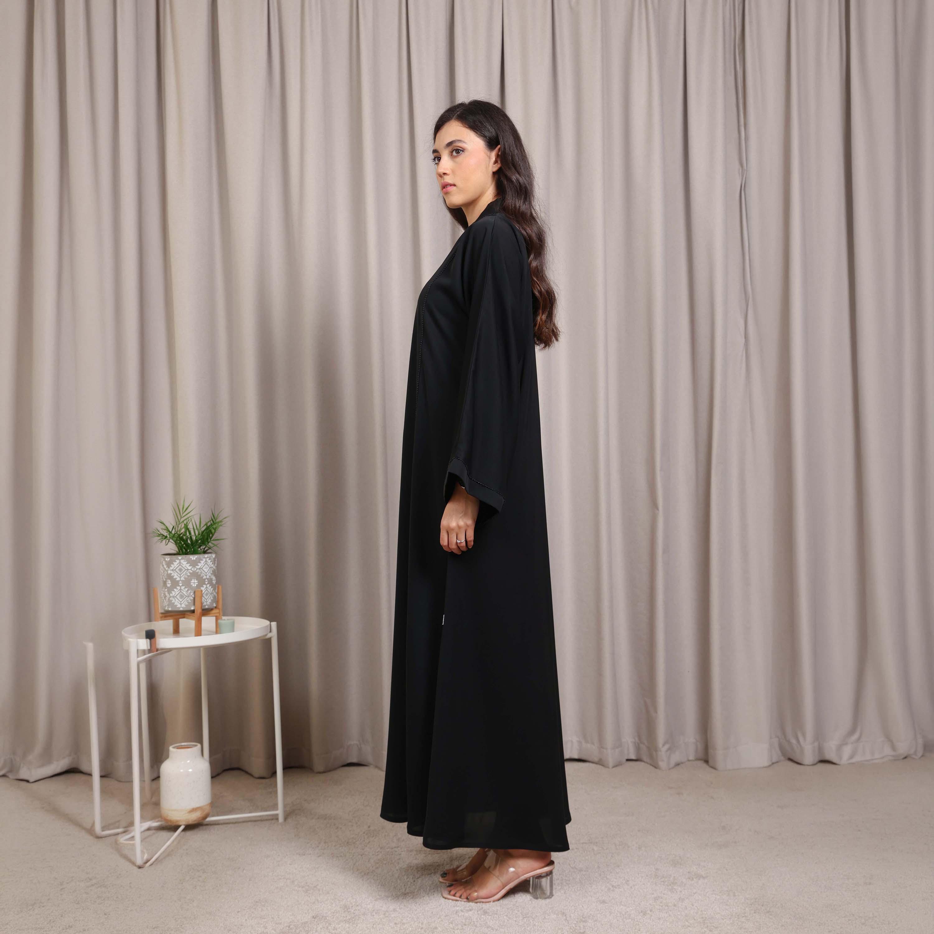 Nikias Black Wide Sleeves Nida Women's Abaya-women-arabicclothing-abayas-image-3
