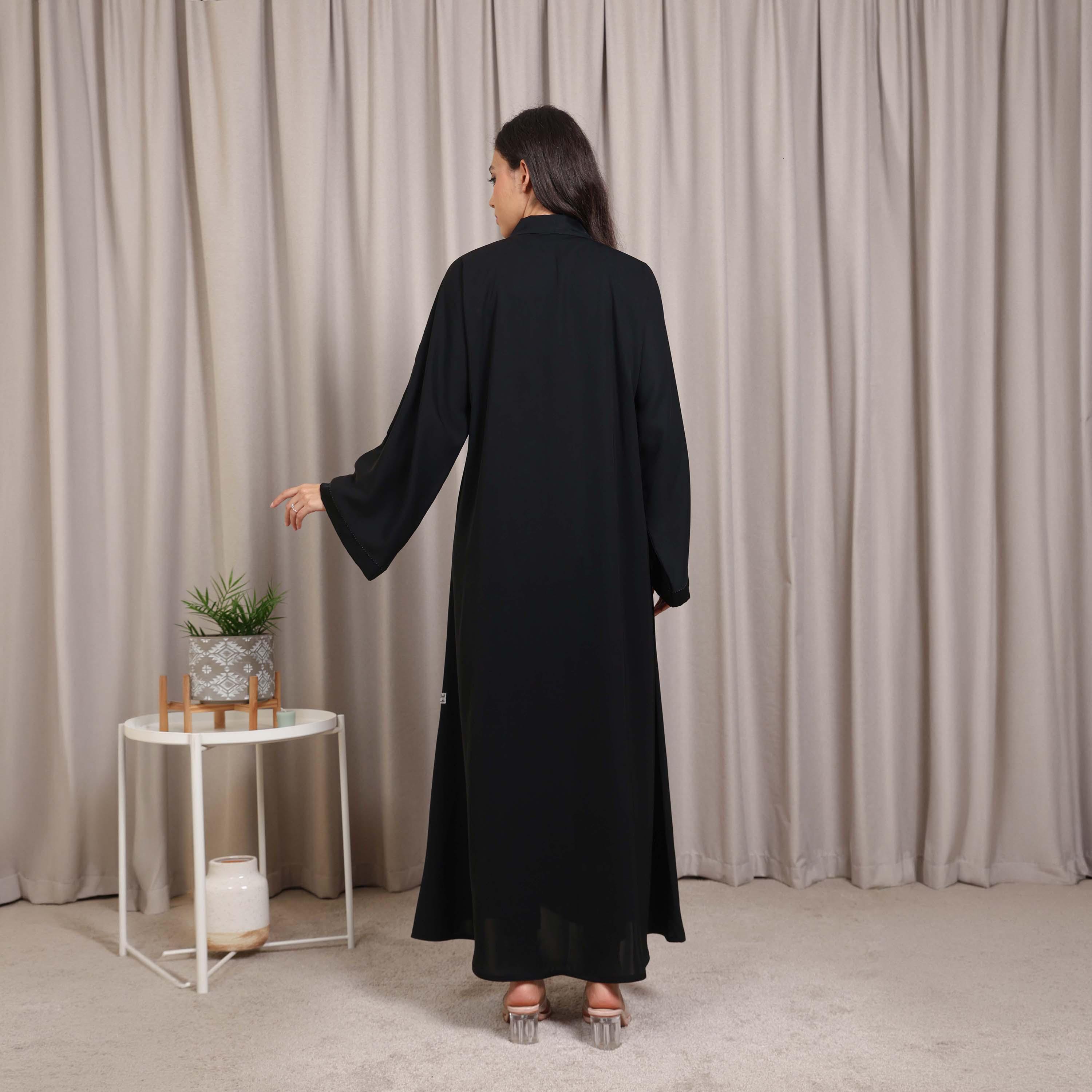 Nikias Black Wide Sleeves Nida Women's Abaya-women-arabicclothing-abayas-image-4