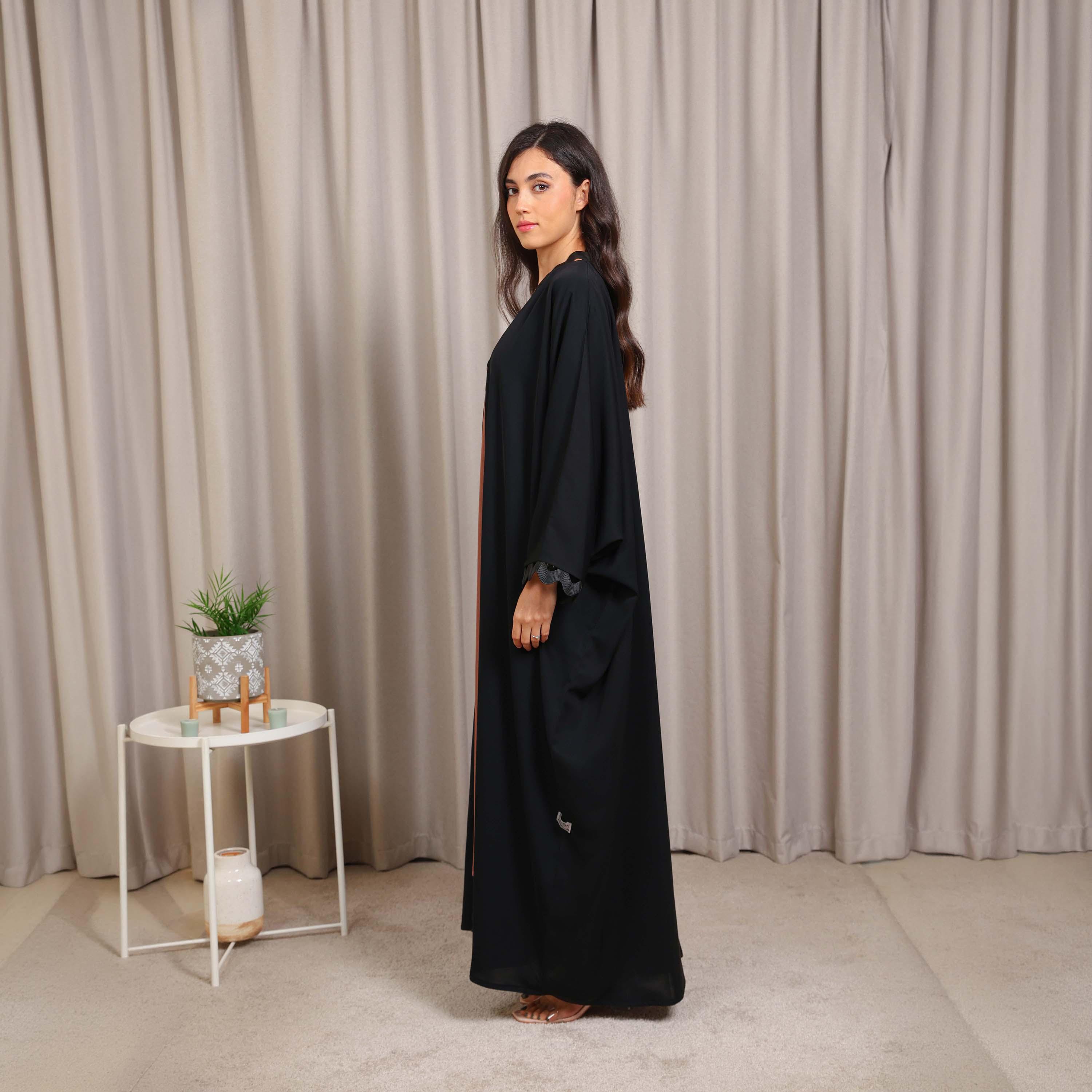 Nikias Black Butterfly Sleeves Nida Women's Bahraini Cut Abaya-women-arabicclothing-abayas-image-4