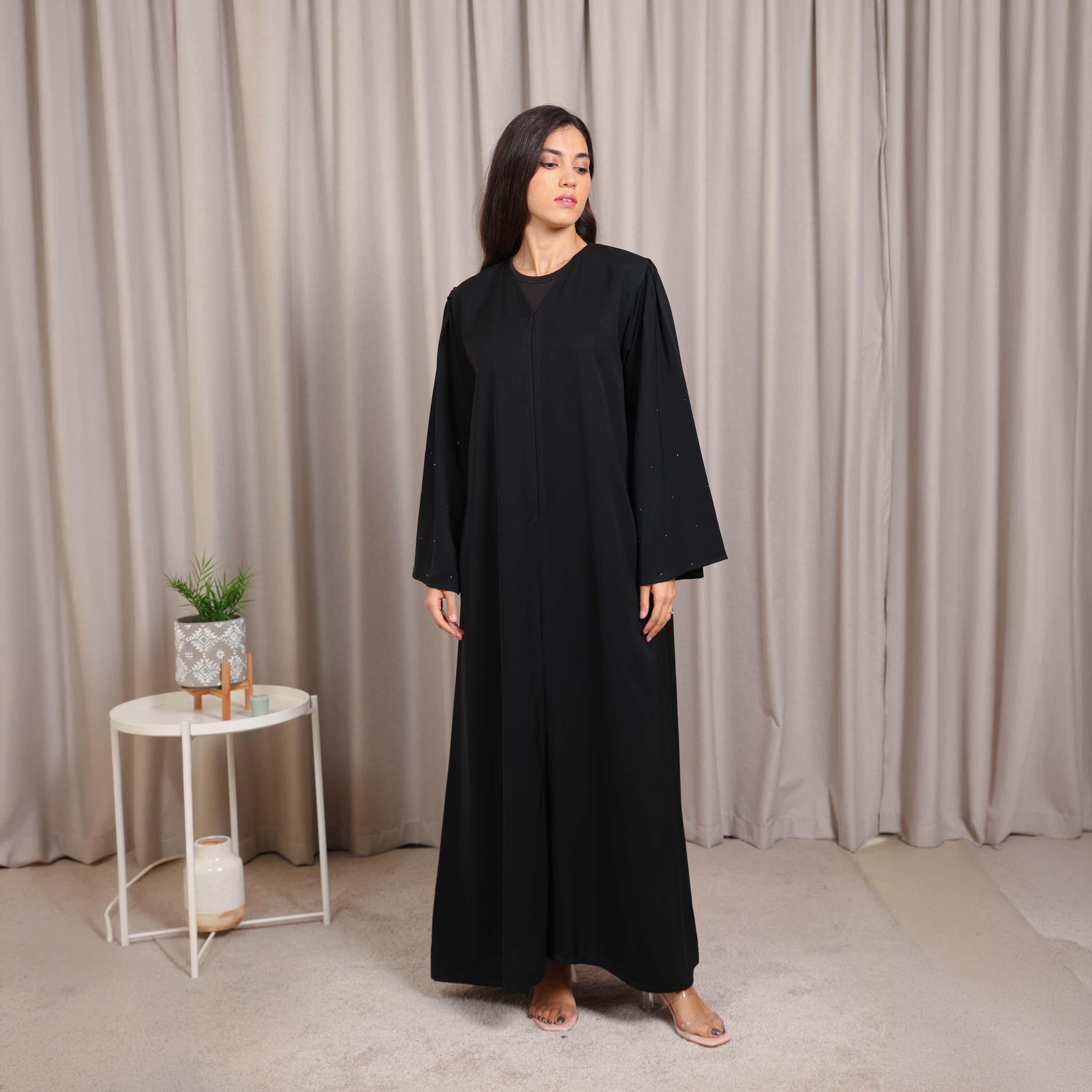 Nikias Black Wide Sleeves Nida Women's Abaya-women-arabicclothing-abayas-image-3