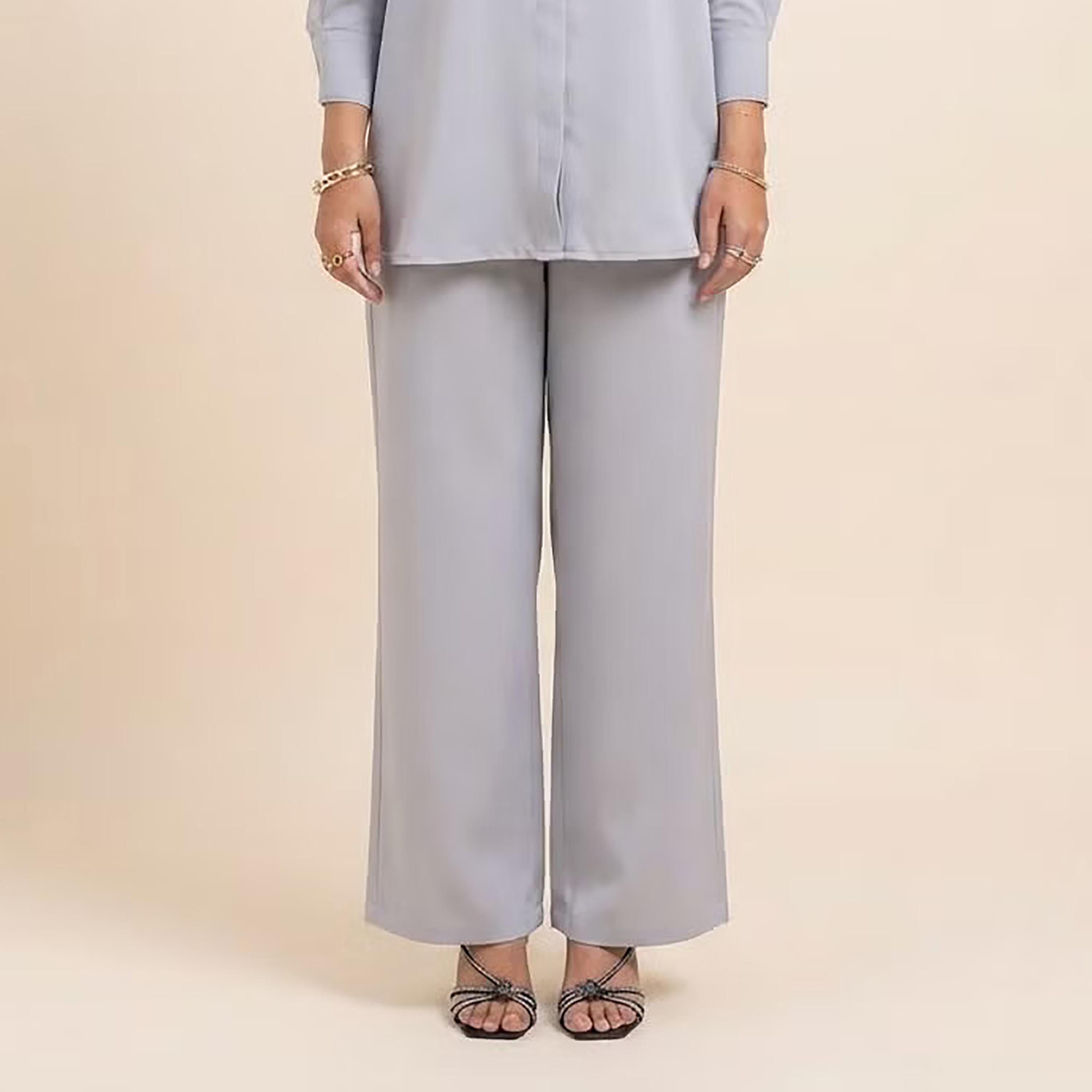 Nikias Light Blue Long Sleeves Collared Women's Shirt & Trousers Set-women-clothing-coordsets-image-3