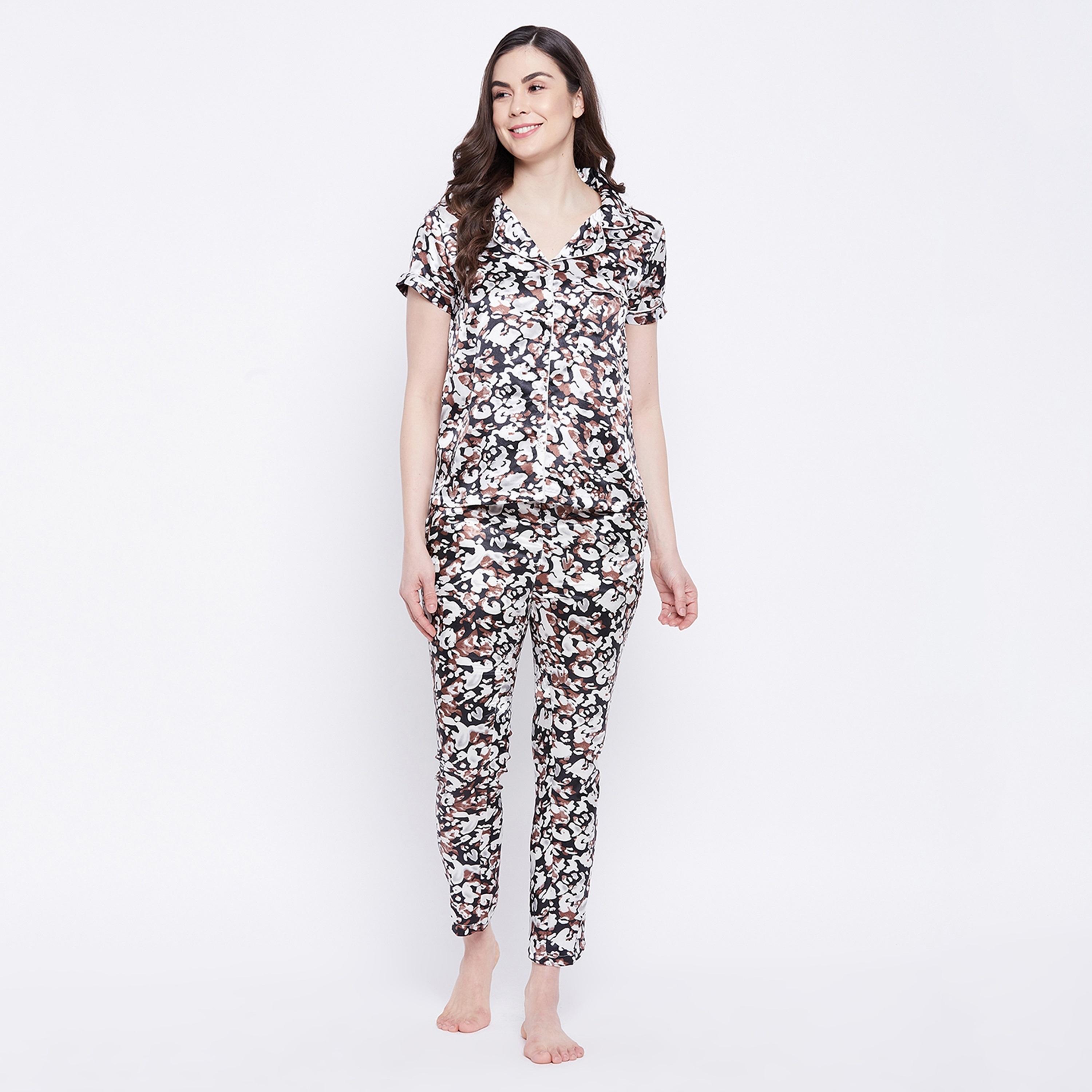 Clovia Set of Animal Print Collared Shirt with Pyjama-women-clothing-nightwear-pyjamas-longsets-image-2