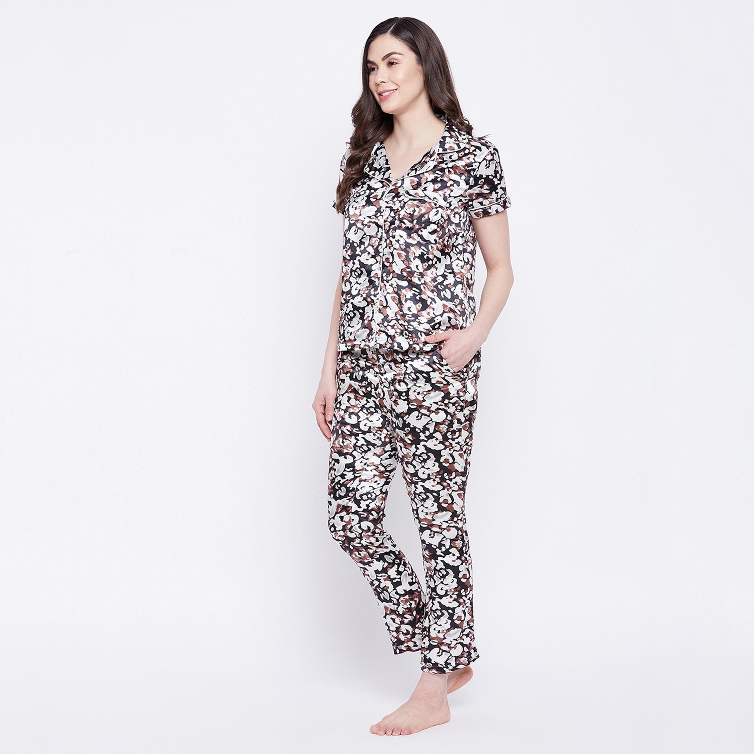 Clovia Set of Animal Print Collared Shirt with Pyjama-women-clothing-nightwear-pyjamas-longsets-image-3