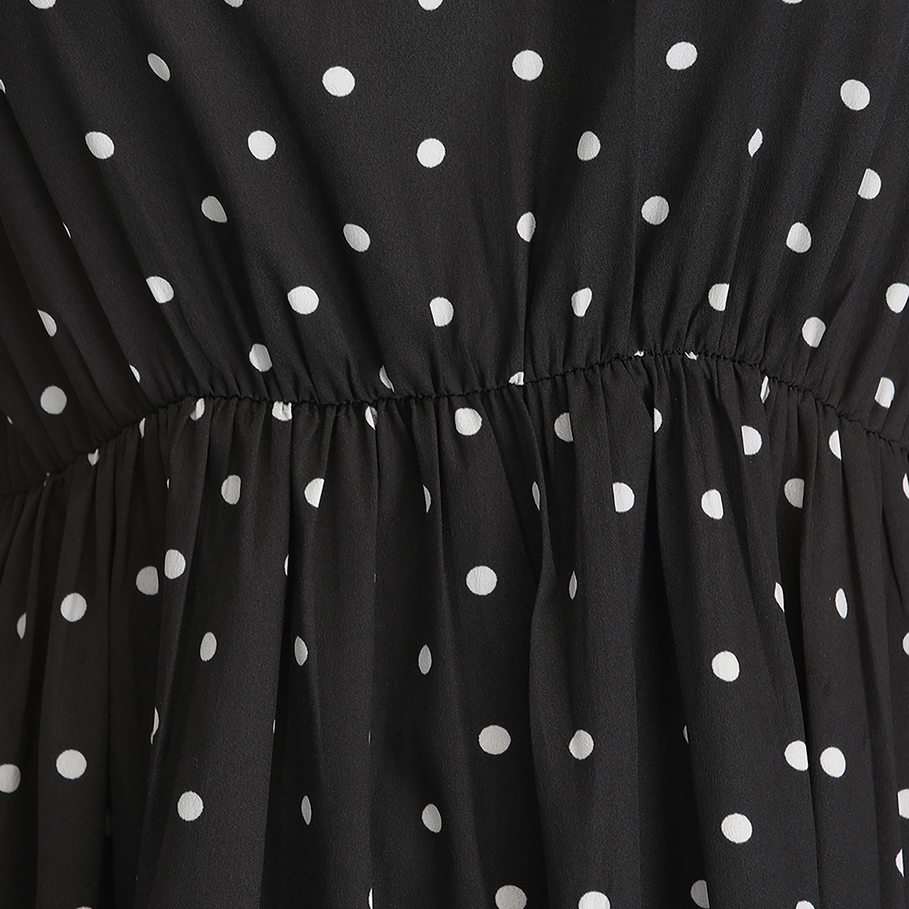 Clovia Polka Dot Round Neck Night Dress with Lace Hem-women-clothing-nightwear-nighties-image-5