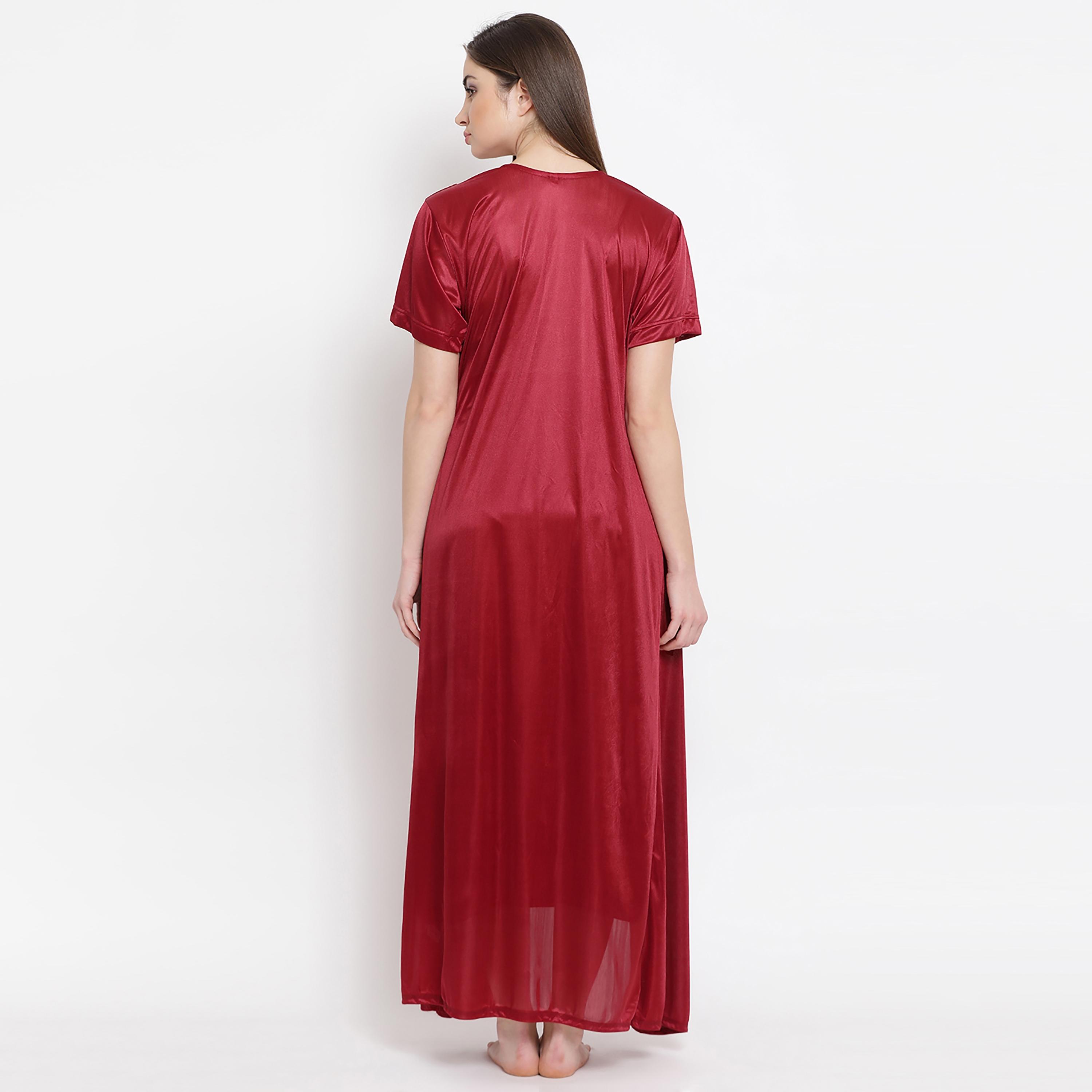 Clovia Lace Shoulder Strap Night Dress with Robe-women-clothing-nightwear-nighties-image-5