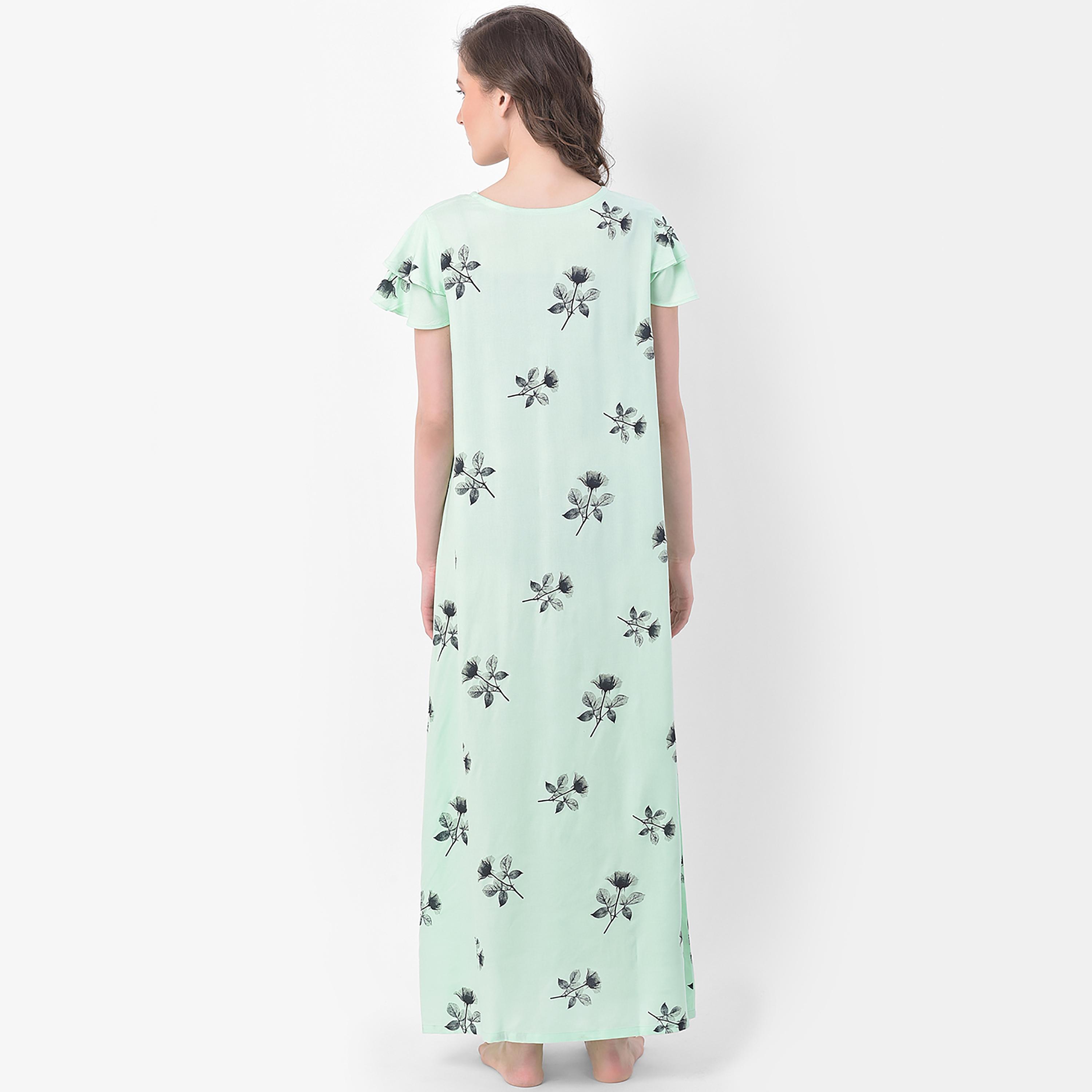 Clovia Printed Round Neck Long Night Dress-women-clothing-nightwear-nighties-image-5
