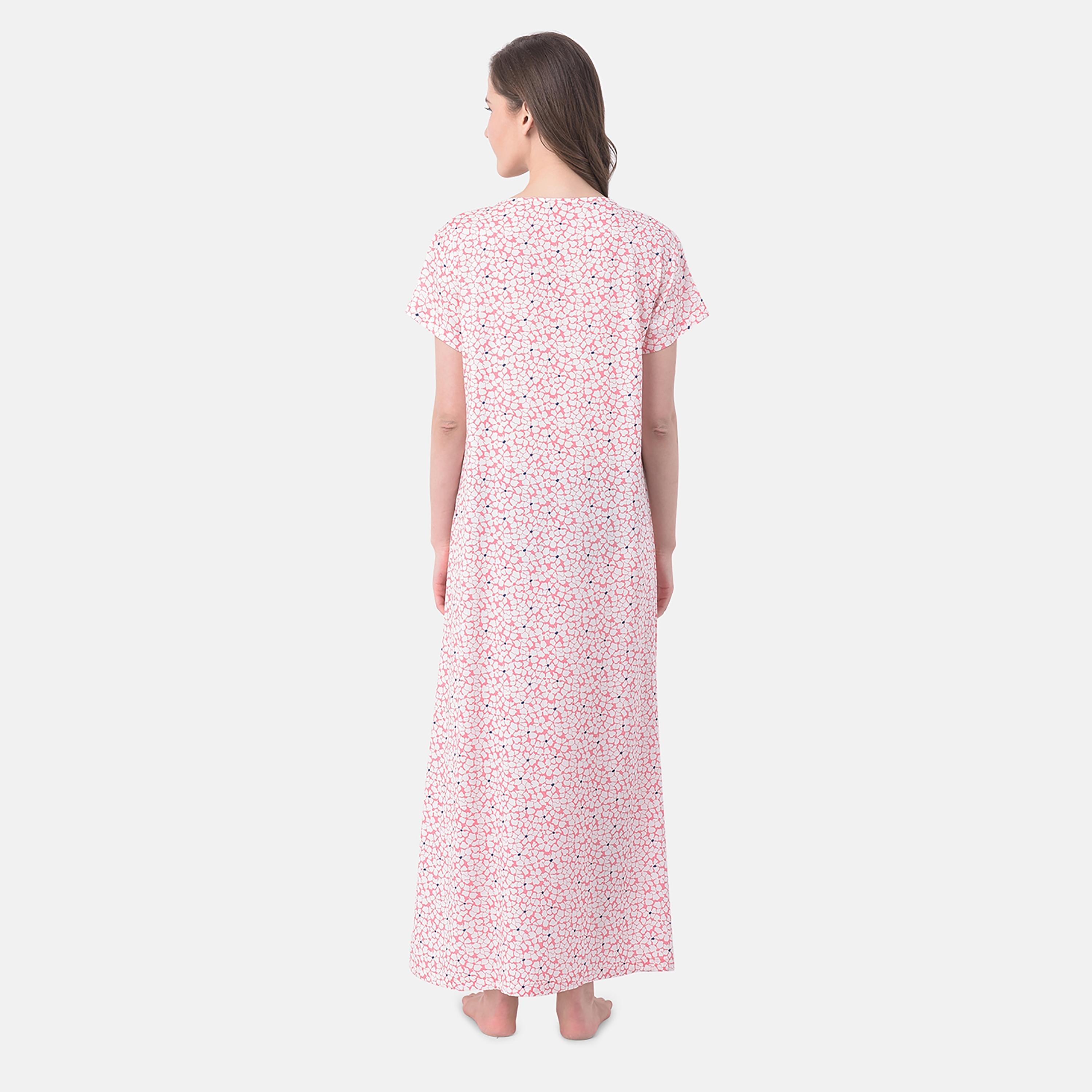 Clovia Floral Round Neck Long Night Dress-women-clothing-nightwear-nighties-image-5