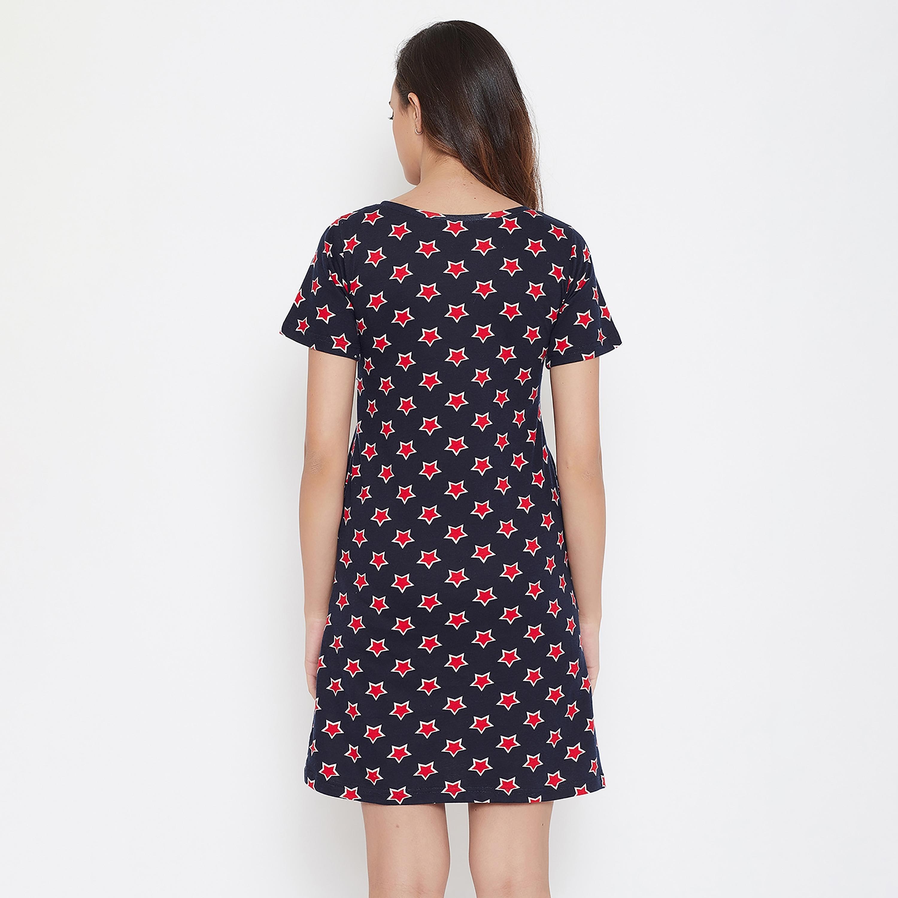 Clovia Printed Round Neck Night Dress-women-clothing-nightwear-nighties-image-5