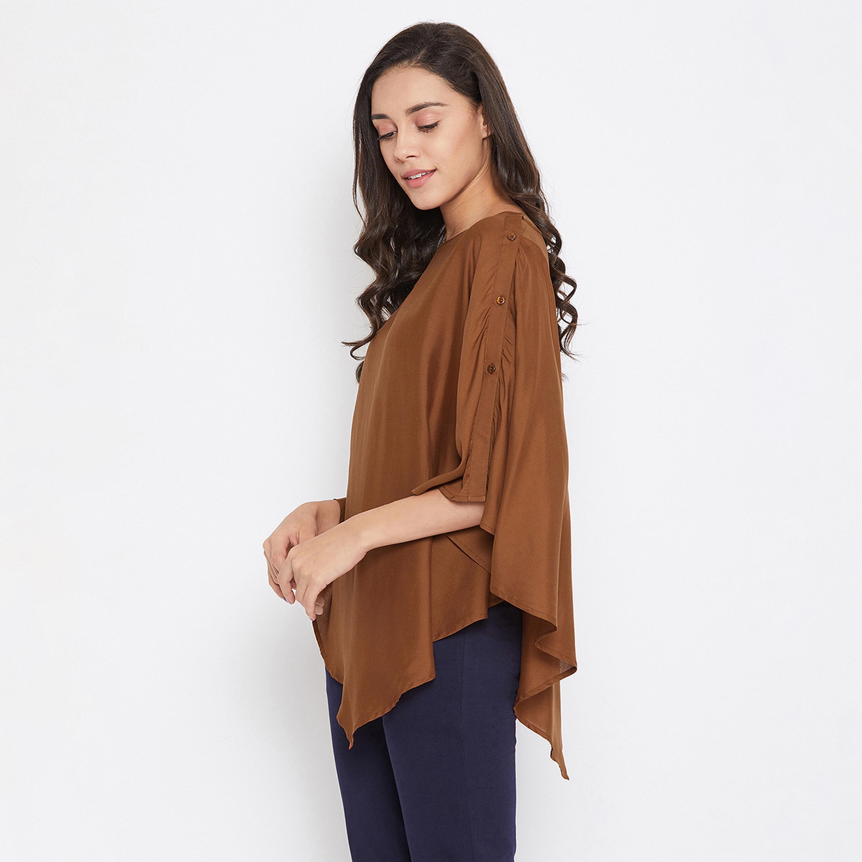 Clovia Solid Women's Feeding Cape in Coffee colour - Rayon-women-clothing-nightwear-pyjamas-tops-image-2