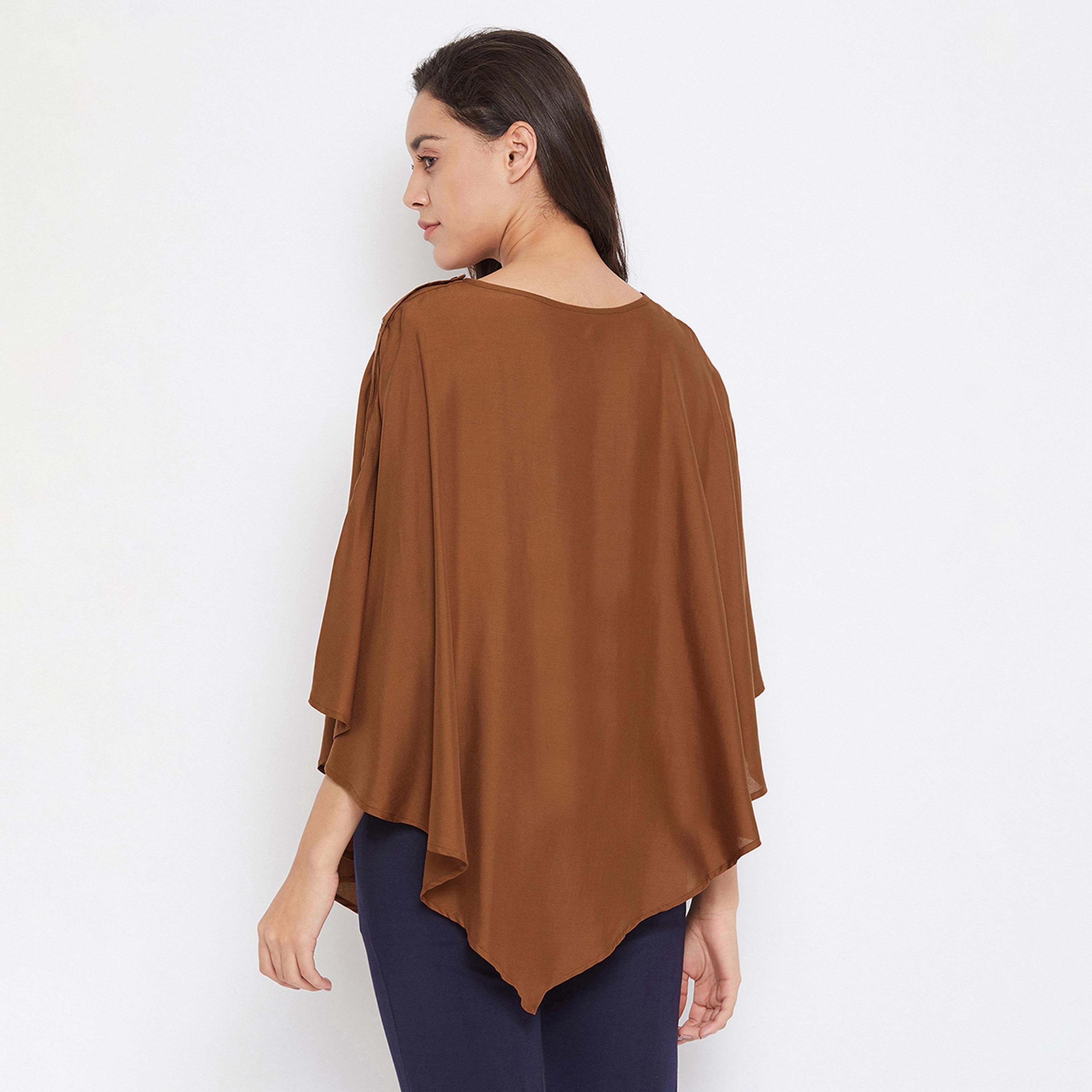 Clovia Solid Women's Feeding Cape in Coffee colour - Rayon-women-clothing-nightwear-pyjamas-tops-image-4