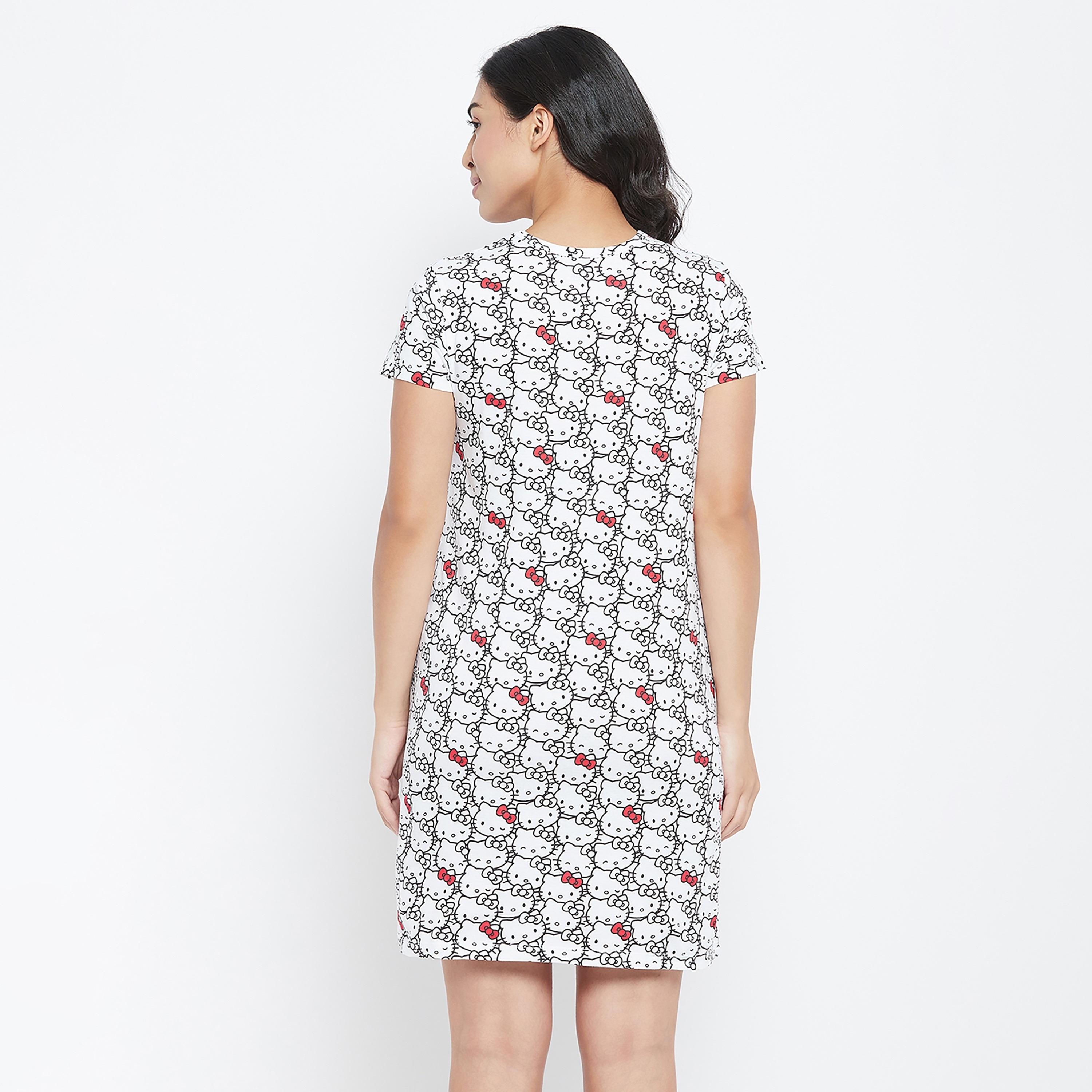 Clovia Printed Round Neck Night Dress-women-clothing-nightwear-nighties-image-5