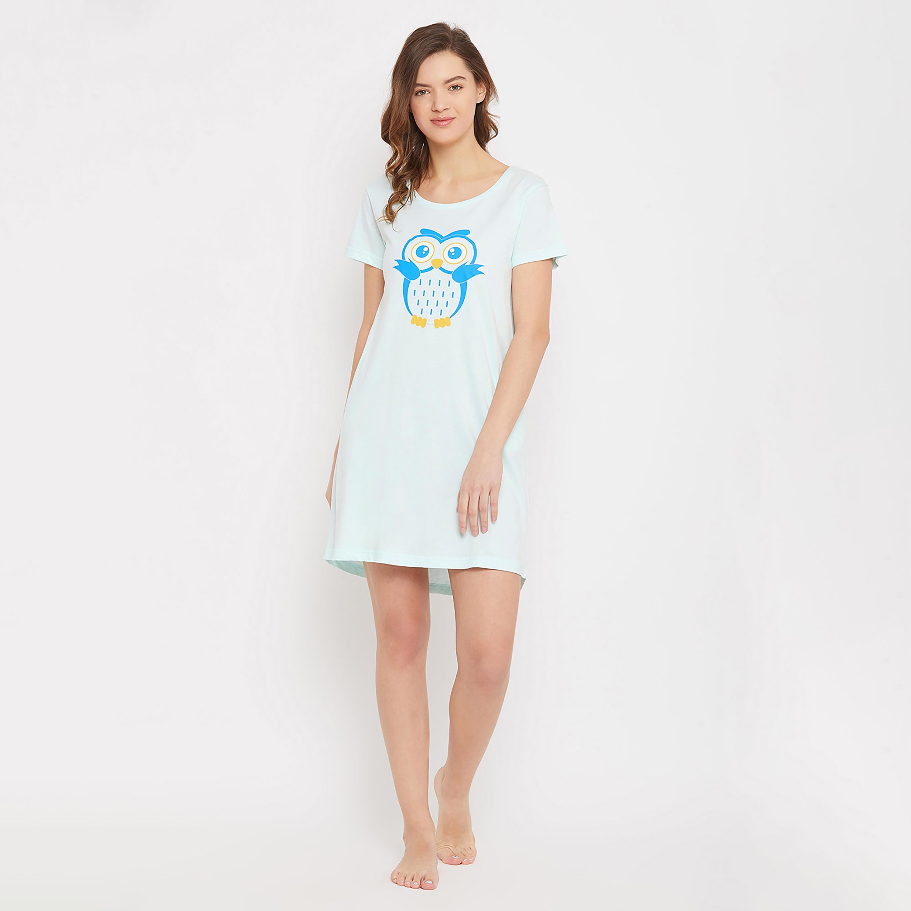 Clovia Graphic Round Neck Night Dress-women-clothing-nightwear-nighties-image-3
