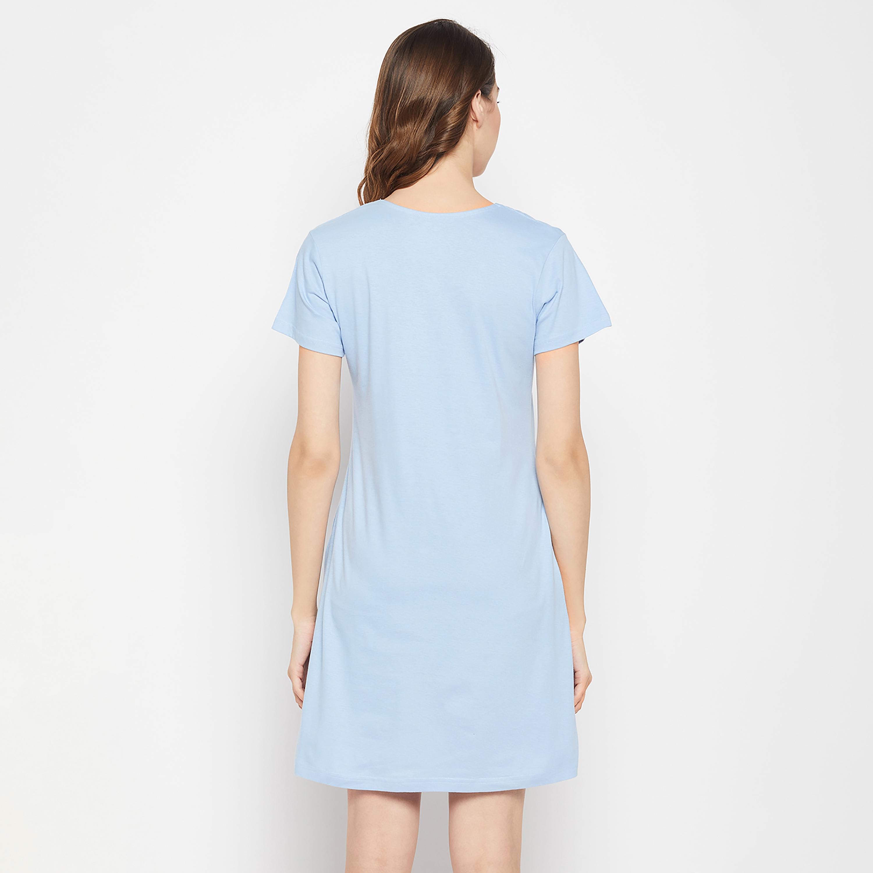Clovia Graphic Round Neck Night Dress-women-clothing-nightwear-nighties-image-5