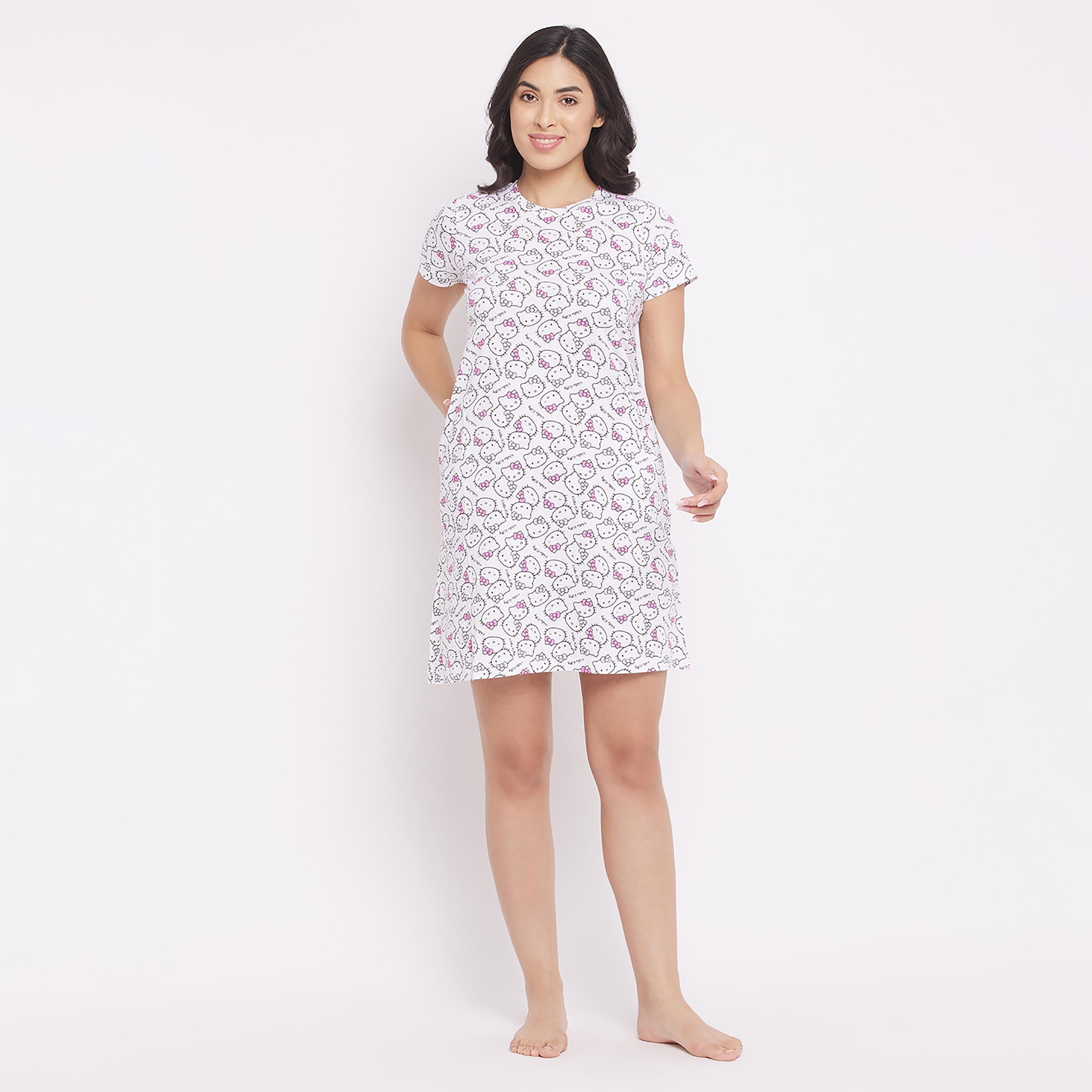 Clovia Graphic Round Neck Night Dress-women-clothing-nightwear-nighties-image-3