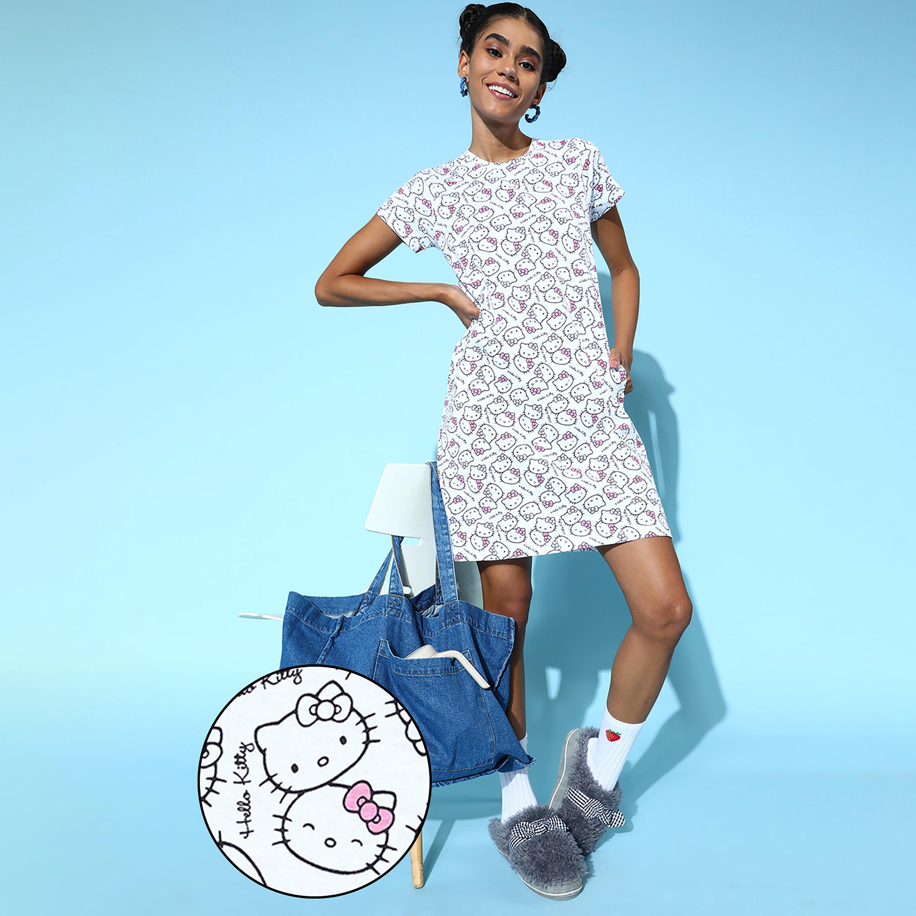 Clovia Graphic Round Neck Night Dress-women-clothing-nightwear-nighties-image-5