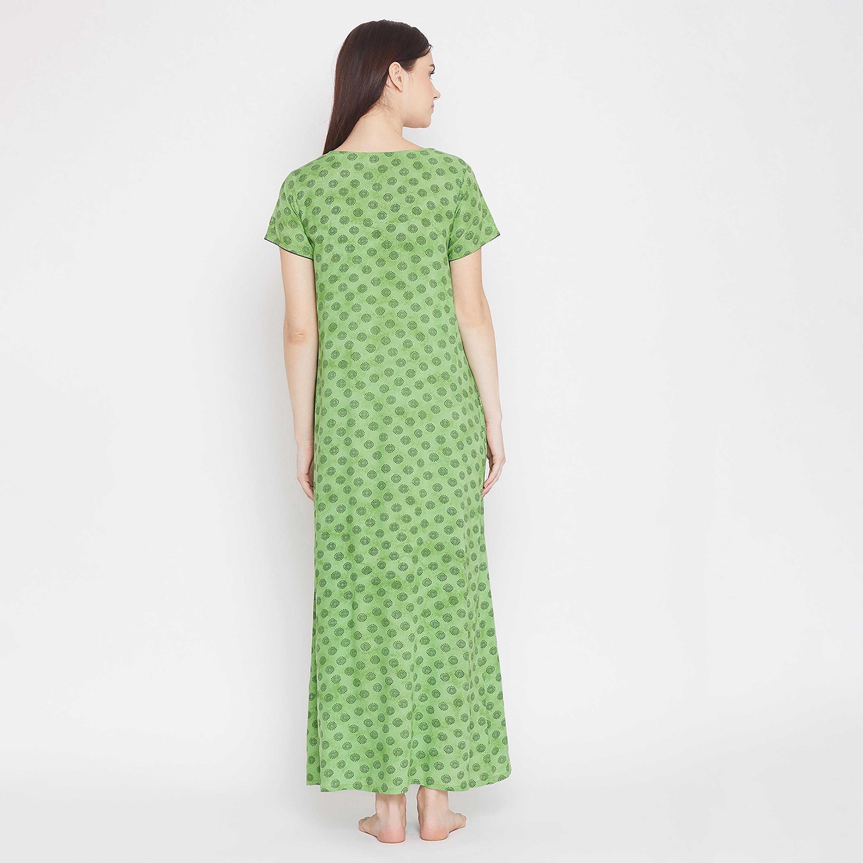Clovia Printed Round Neck Long Night Dress-women-clothing-nightwear-nighties-image-5