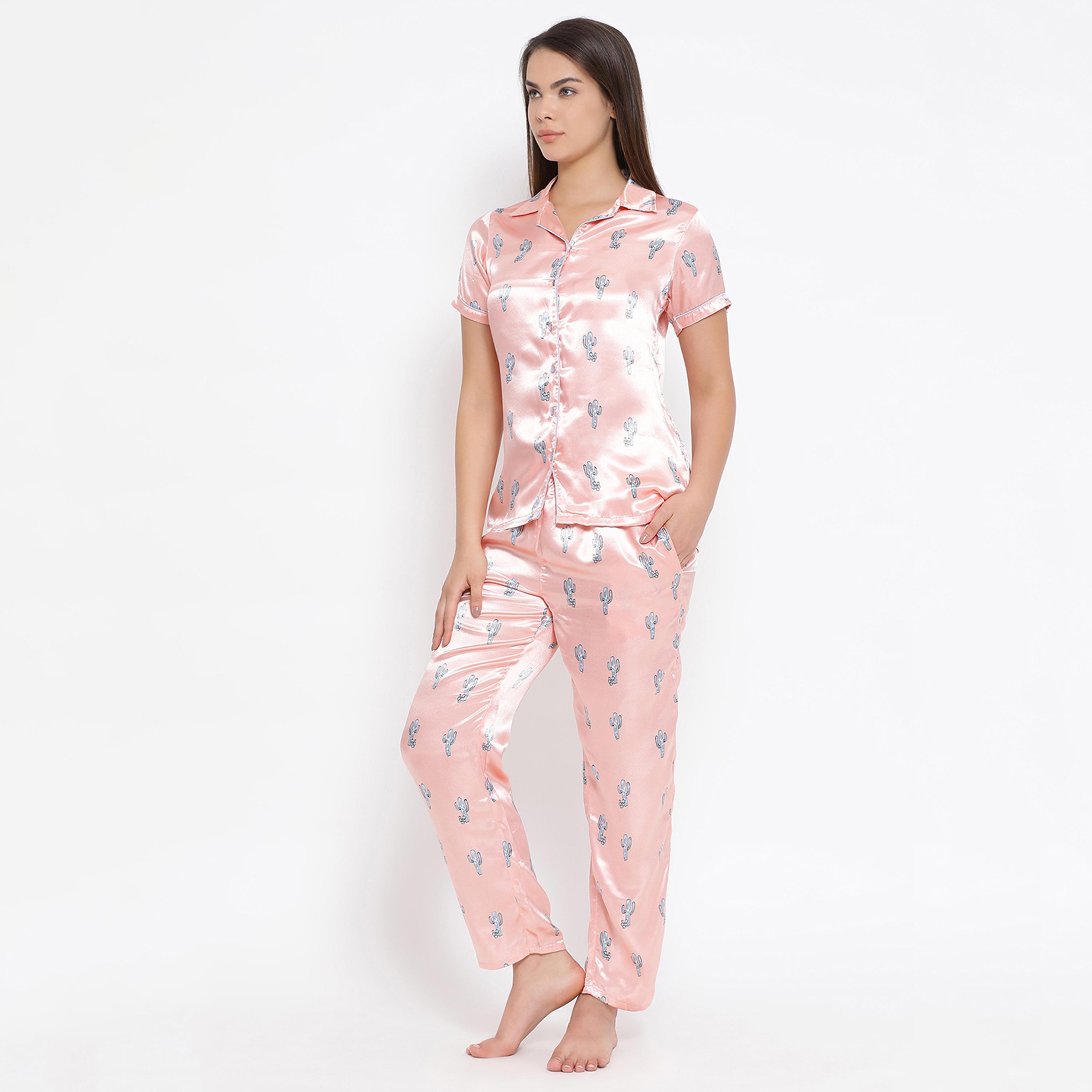 Clovia Set of Printed Collared Shirt with Pyjama-women-clothing-nightwear-pyjamas-longsets-image-3