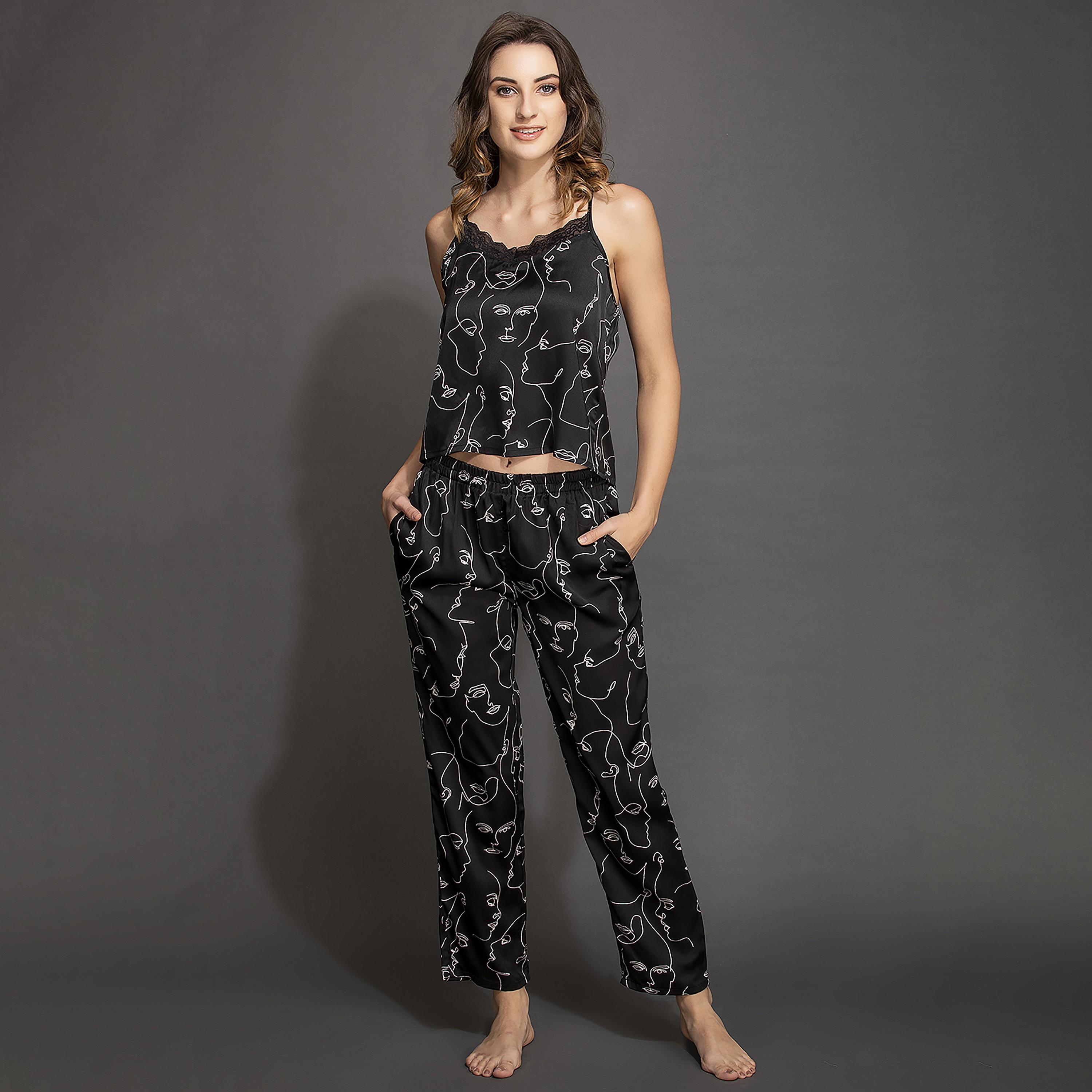 Clovia Set of Graphic Cami Top with Pyjama-women-clothing-nightwear-pyjamas-longsets-image-1