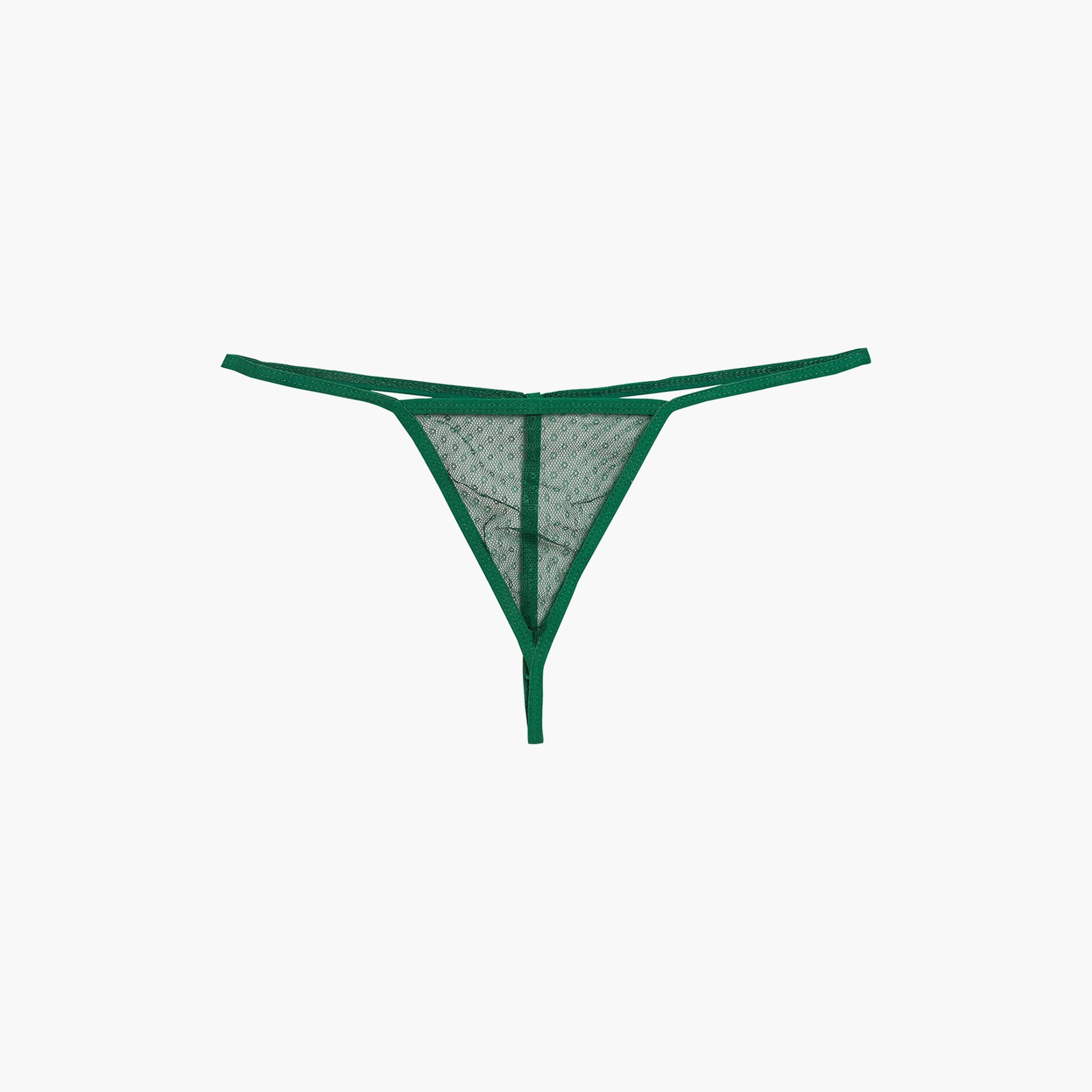 Clovia Chic Basic Sheer Women's Babydoll with G-string in Dark Green - Mesh-women-clothing-lingerie-babydollsandbodysuits-image-7