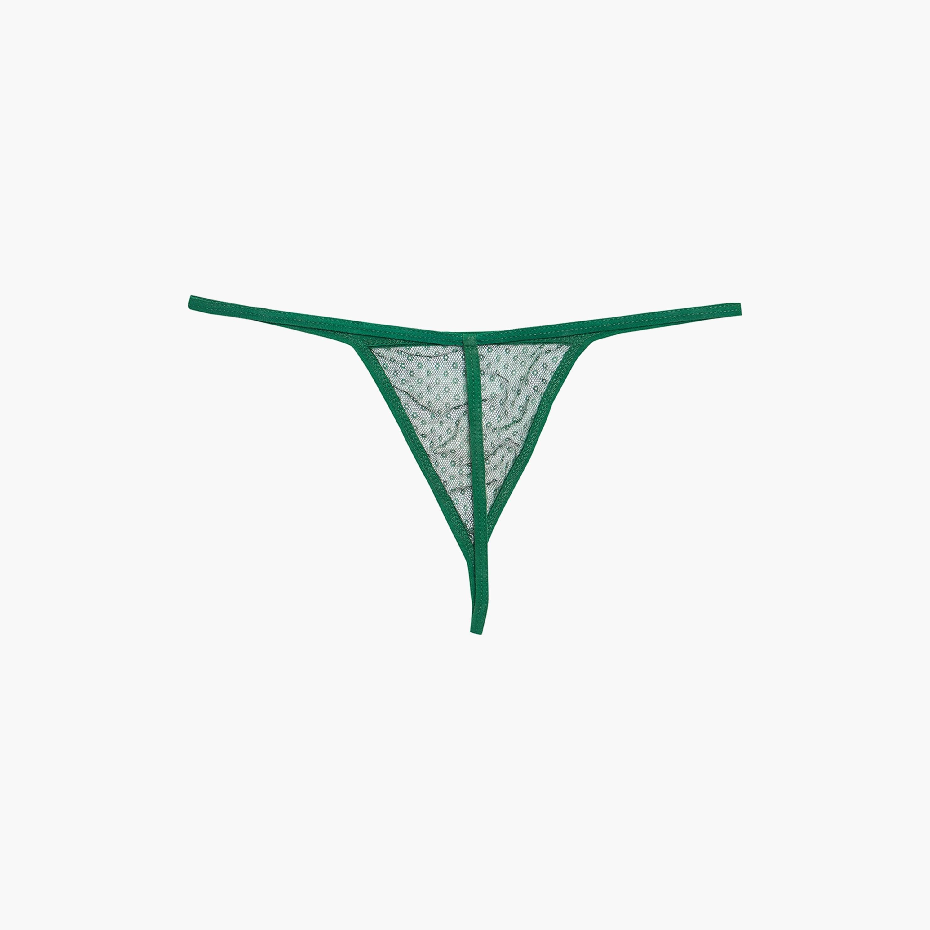 Clovia Chic Basic Sheer Women's Babydoll with G-string in Dark Green - Mesh-women-clothing-lingerie-babydollsandbodysuits-image-8