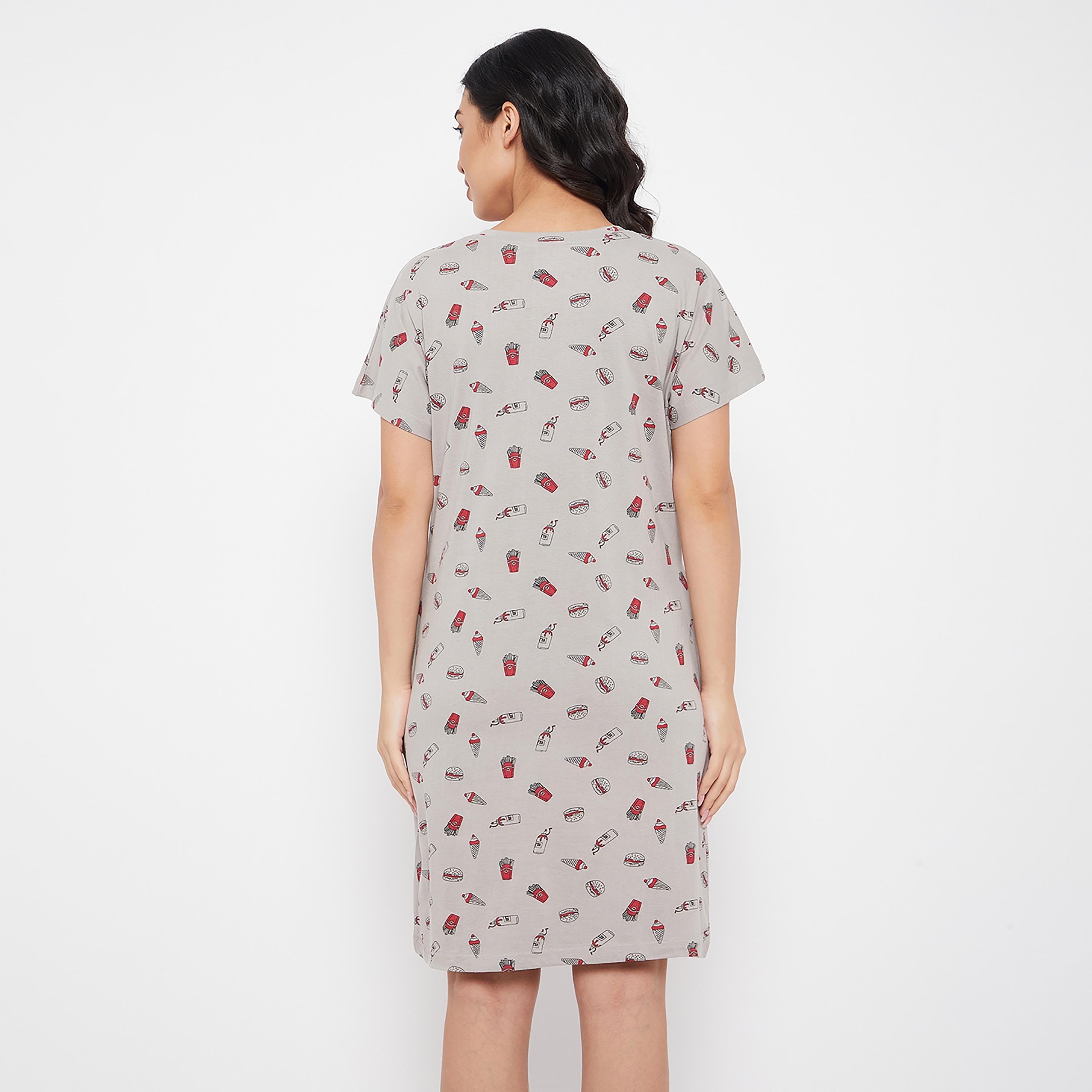 Clovia Printed Round Neck Night Dress-women-clothing-nightwear-nighties-image-5
