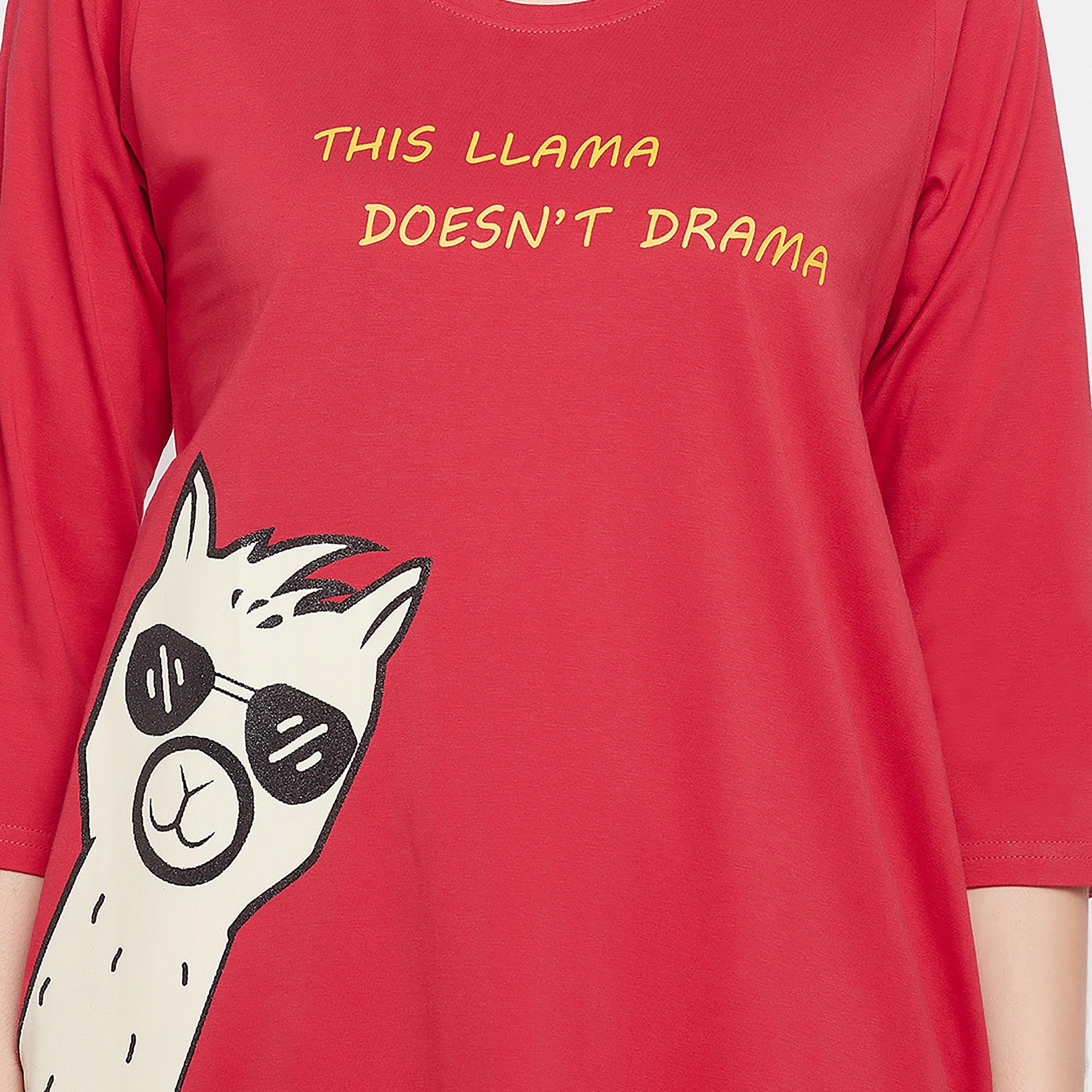 Clovia Graphic Round Neck Knee Length Night Dress-women-clothing-nightwear-nighties-image-4
