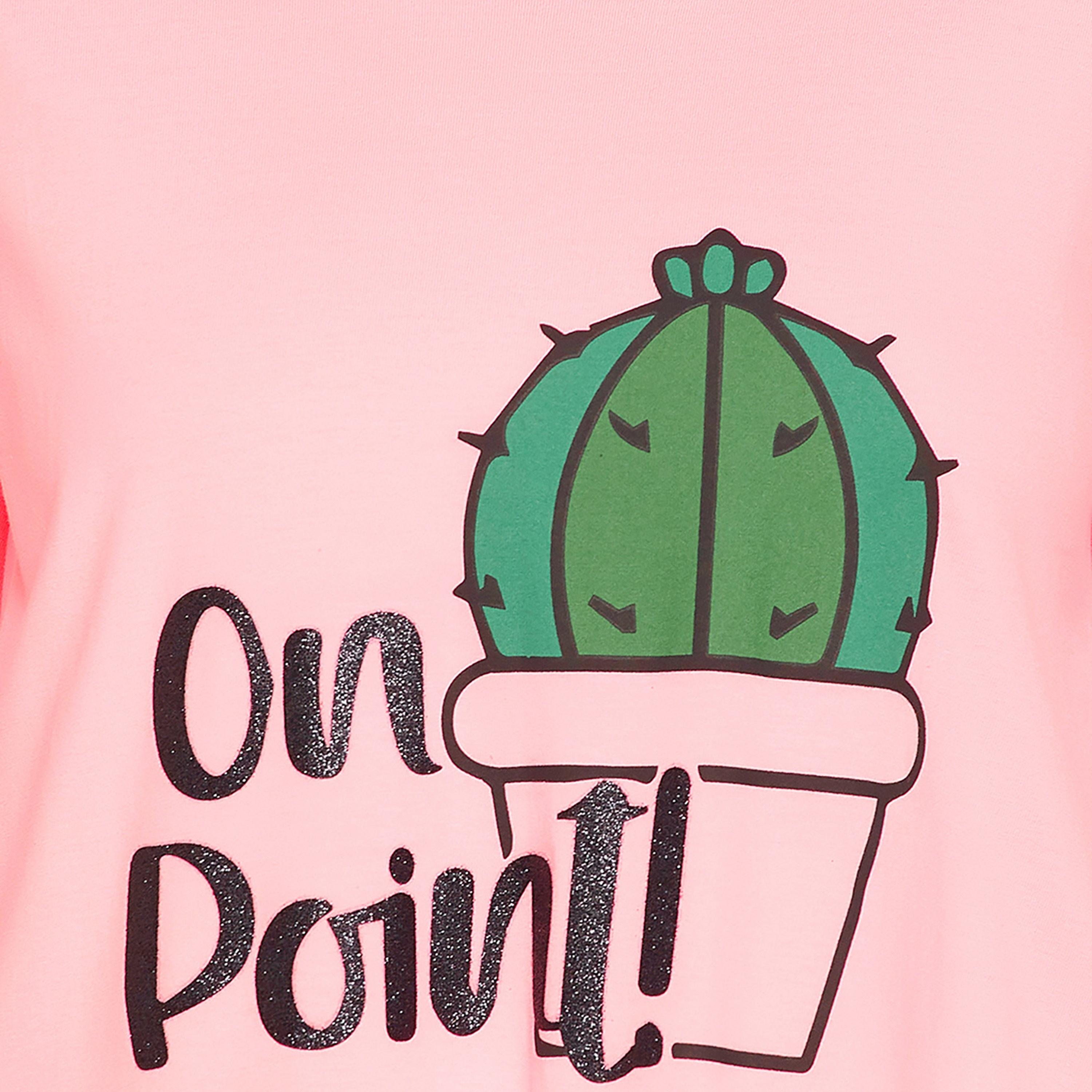 Clovia Cactus Print Short Women's Night Dress in Baby Pink - Pure Cotton-women-clothing-nightwear-nighties-image-5