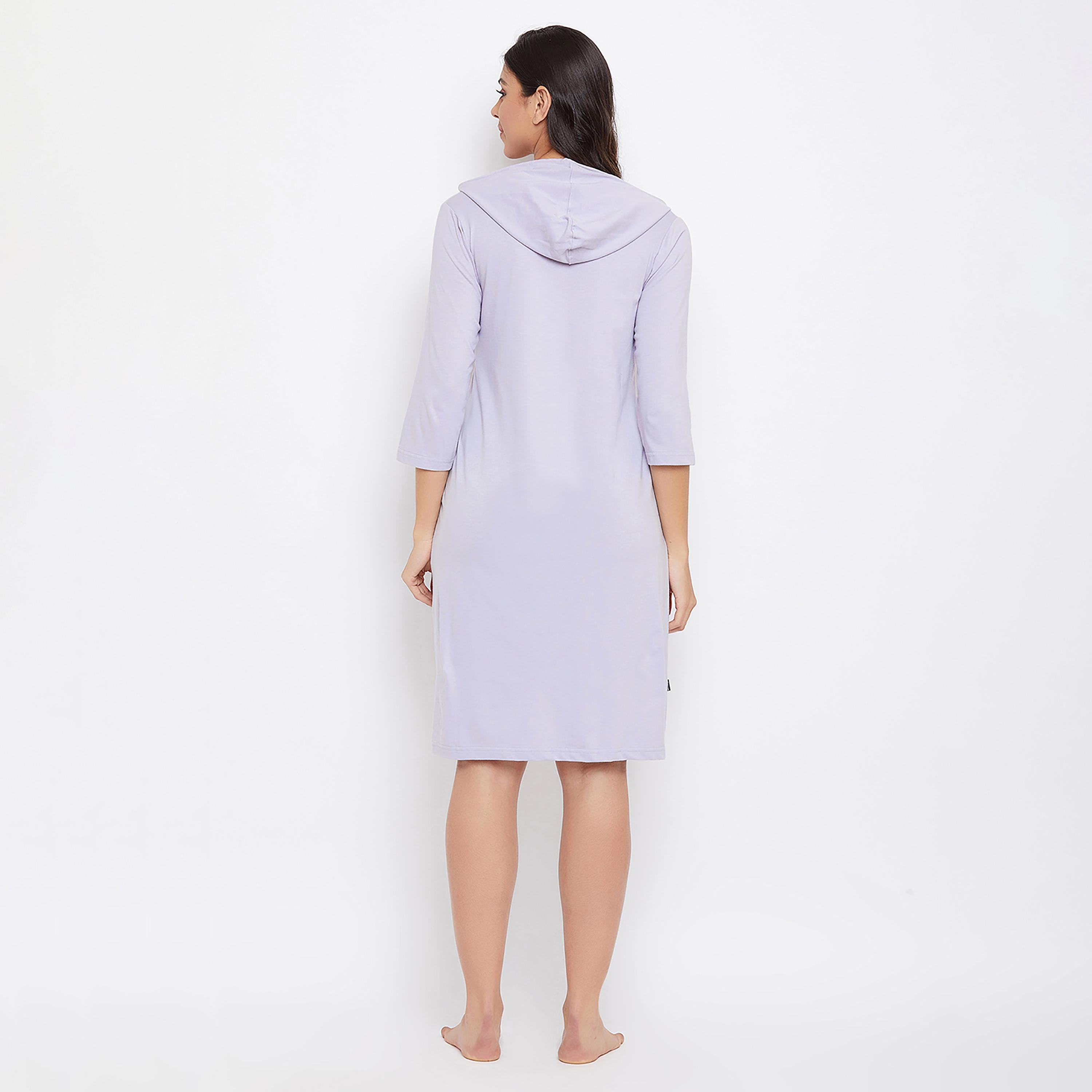 Clovia Graphic Knee Length Hooded Night Dress-women-clothing-nightwear-nighties-image-5