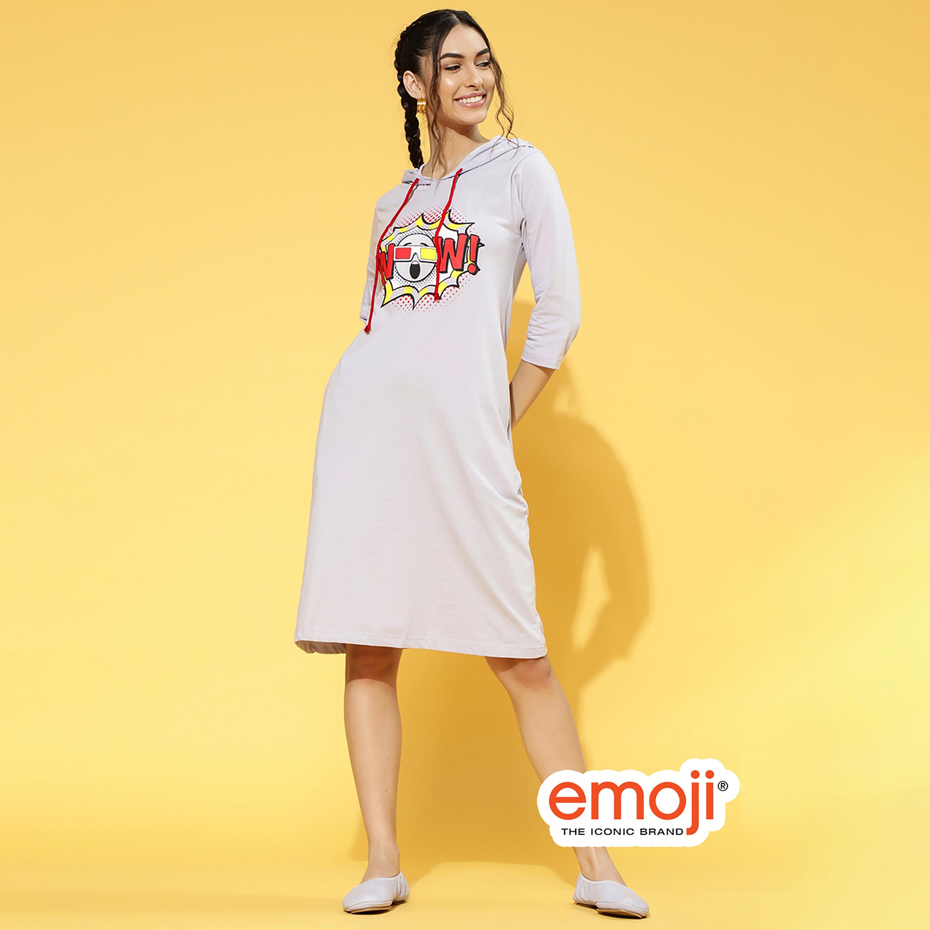 Clovia Graphic Knee Length Hooded Night Dress-women-clothing-nightwear-nighties-image-1