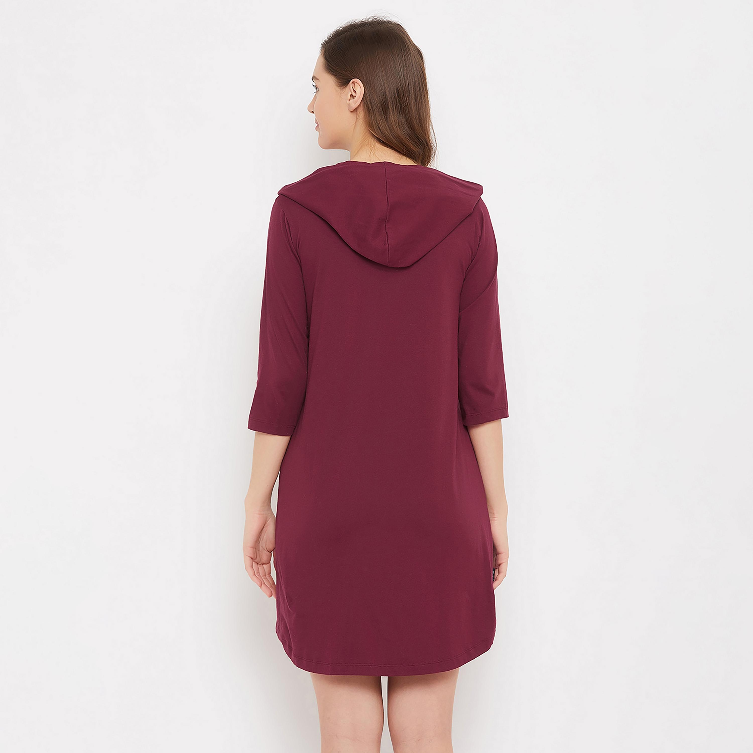 Clovia Printed Hooded Night Dress-women-clothing-nightwear-nighties-image-5