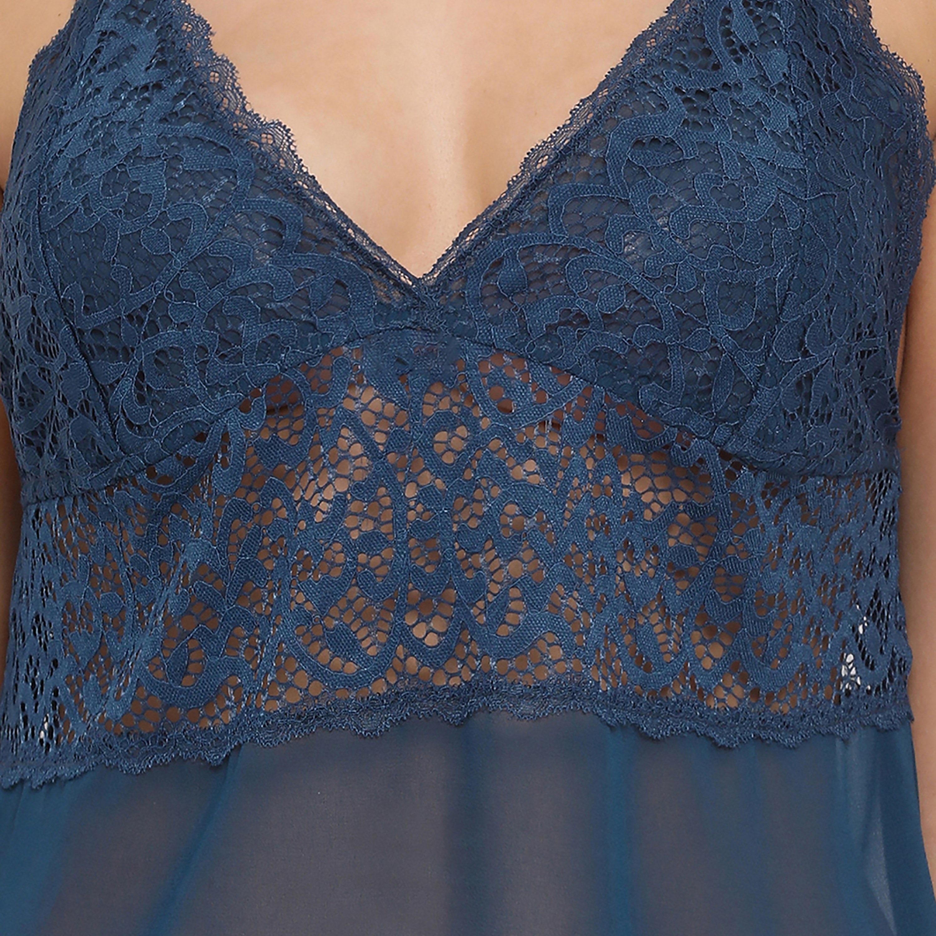 Clovia Lace Shoulder Strap Bridal Babydoll Dress with Thong-women-clothing-nightwear-nighties-image-4
