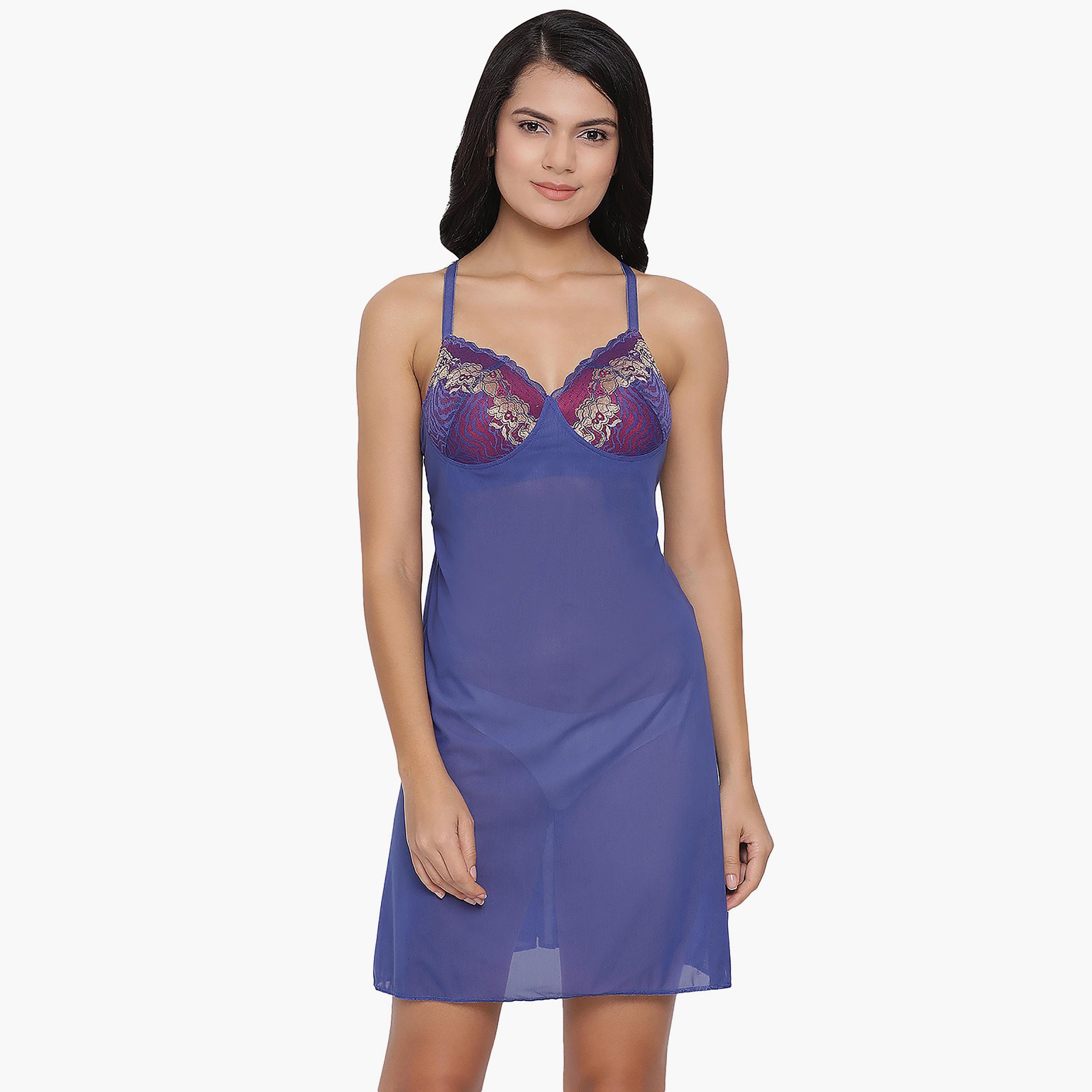 Clovia Lace Shoulder Strap Bridal Babydoll Dress-women-clothing-nightwear-nighties-image-3