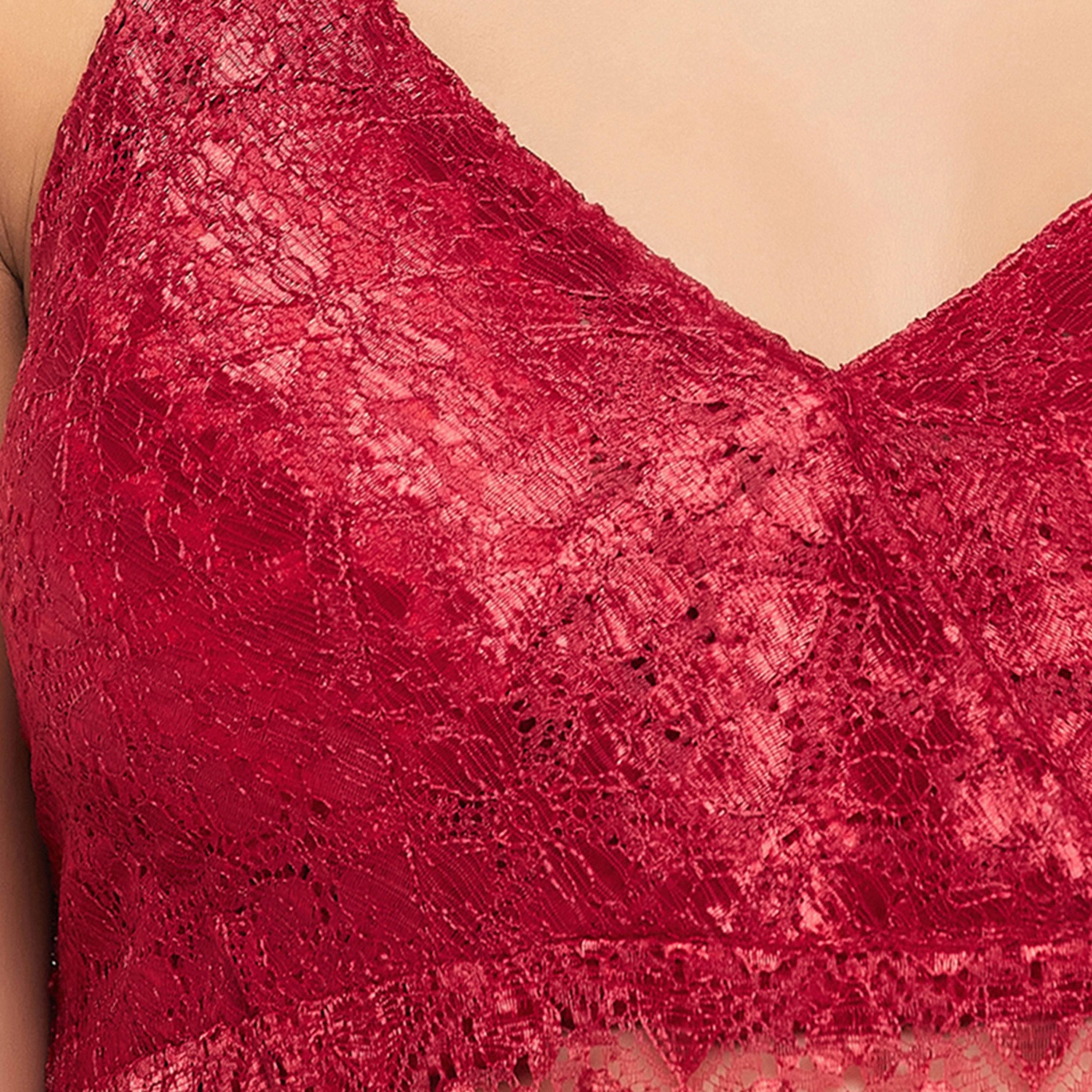 بيبي دول نسائي شفاف مطرز مع جي-سترينج باللون المارون - دانتيل من كلوفيا-women-clothing-lingerie-babydollsandbodysuits-image-6