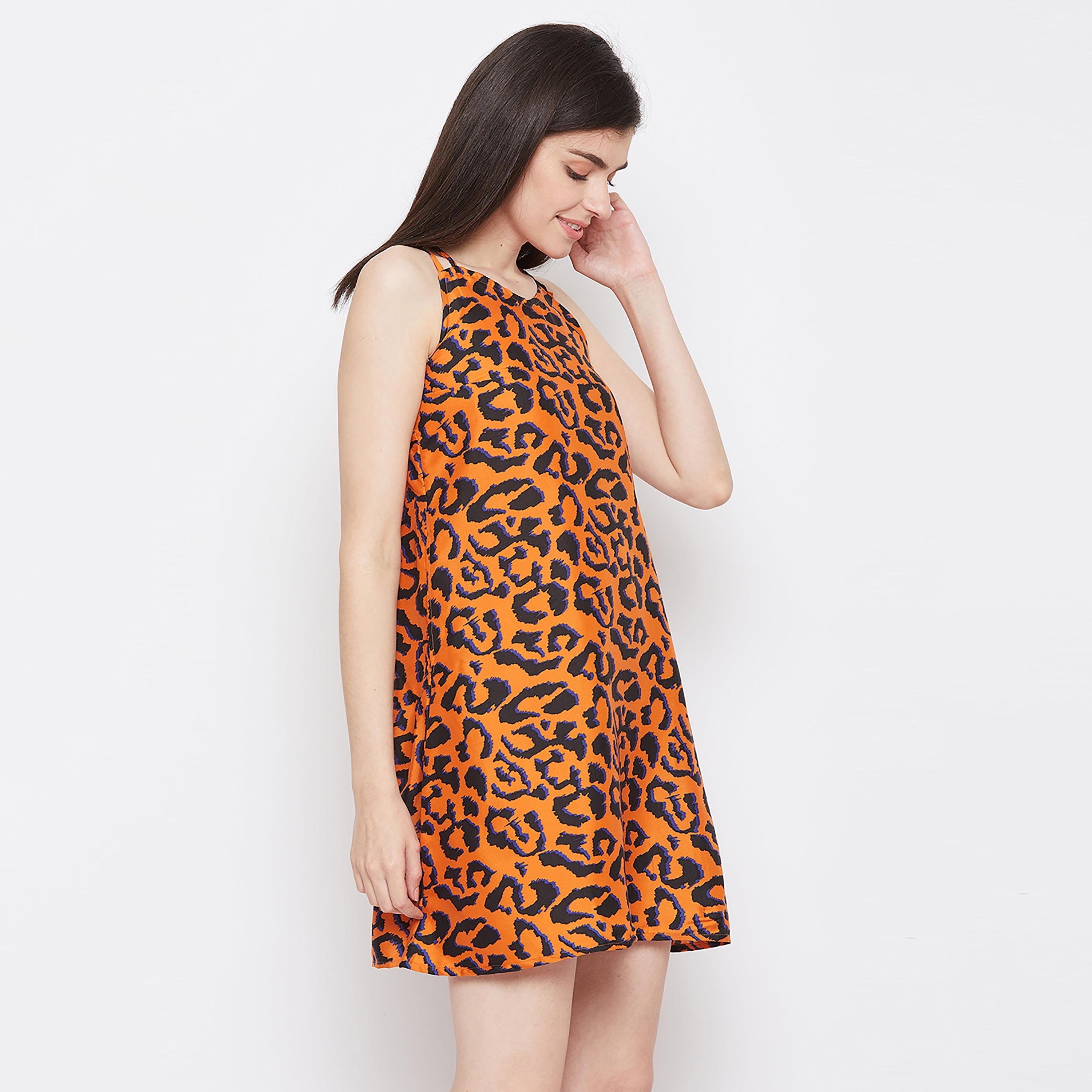 Clovia Animal Print Shoulder Strap Night Dress-women-clothing-nightwear-nighties-image-4