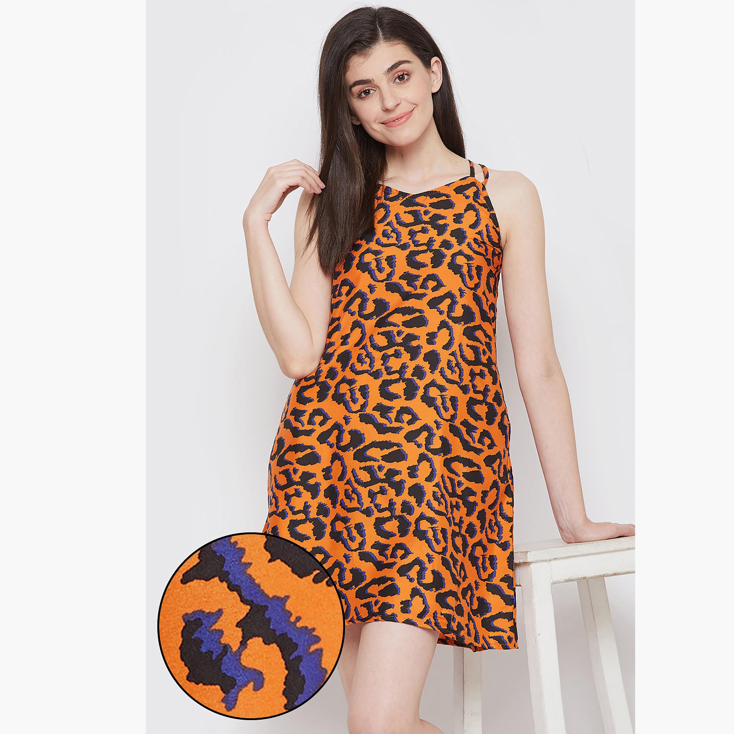 Clovia Animal Print Shoulder Strap Night Dress-women-clothing-nightwear-nighties-image-1