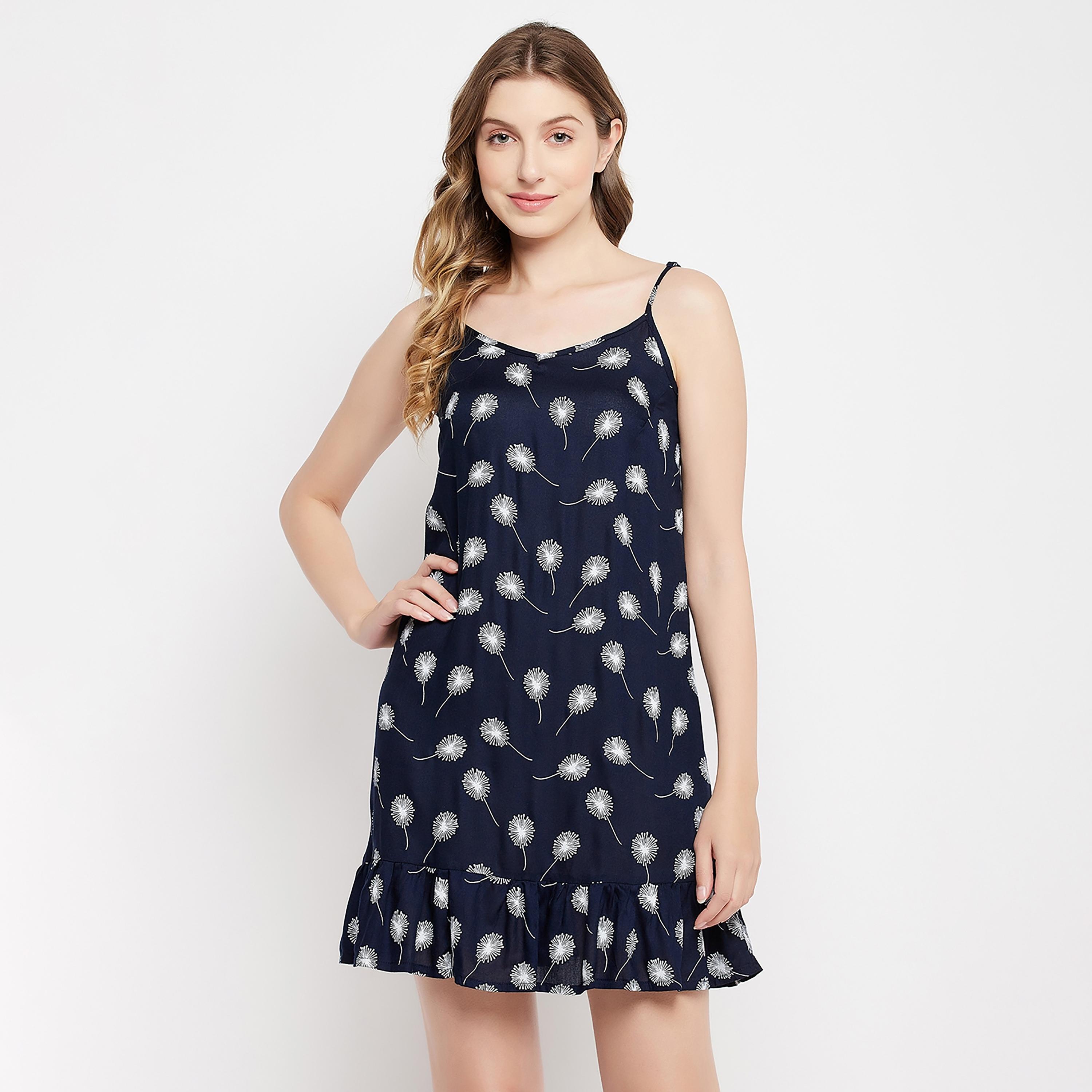 Clovia Printed Shoulder Strap Night Dress-women-clothing-nightwear-nighties-image-2