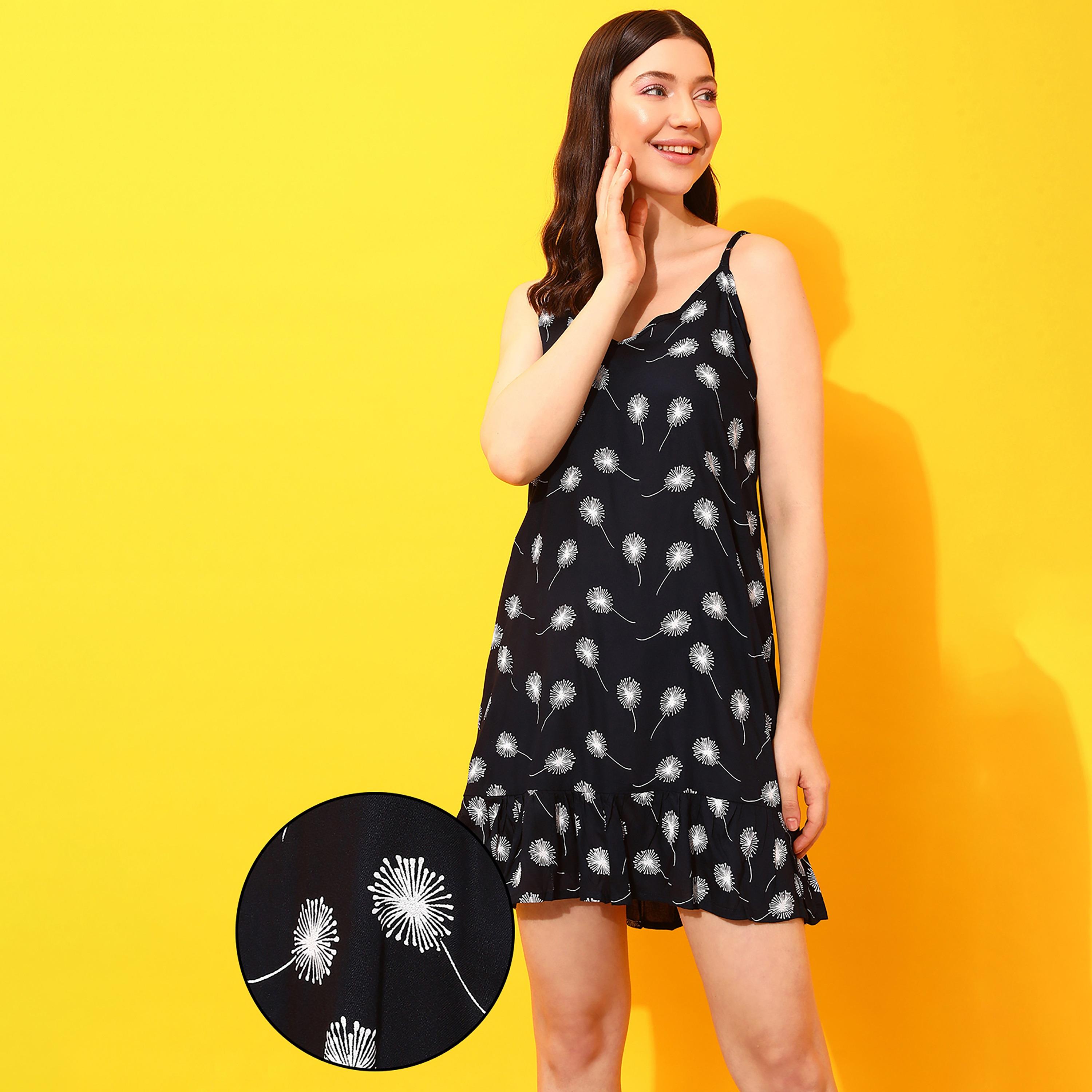 Clovia Printed Shoulder Strap Night Dress-women-clothing-nightwear-nighties-image-1