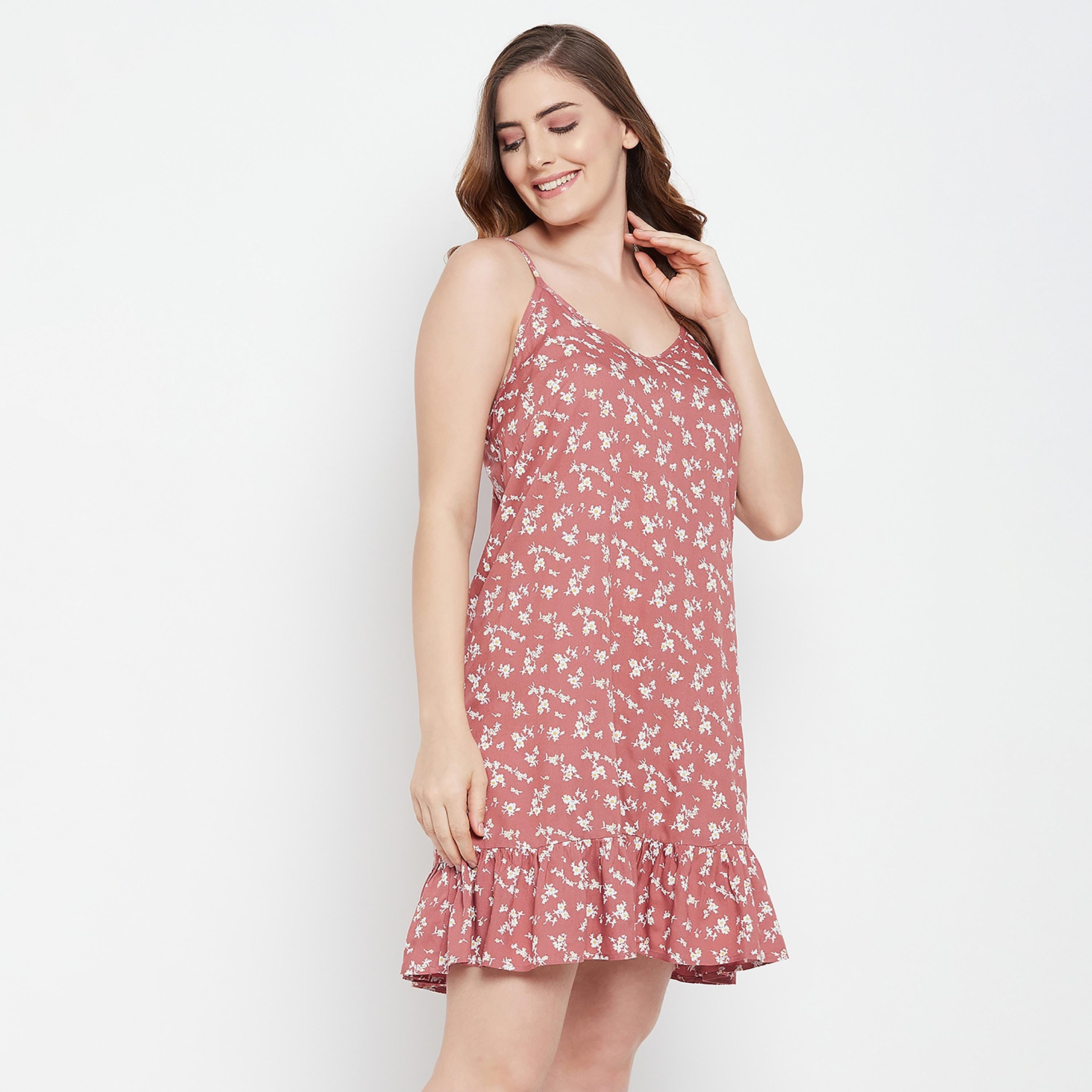 Clovia Printed Shoulder Strap Night Dress-women-clothing-nightwear-nighties-image-3