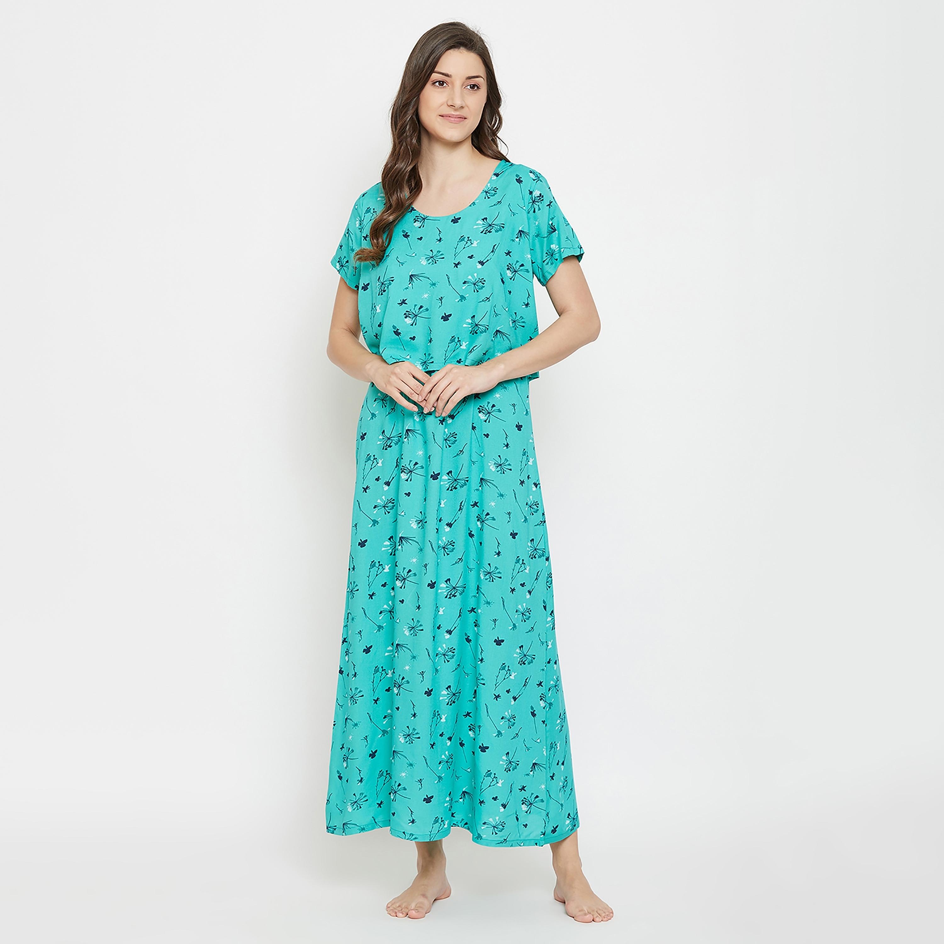 فستان نوم طويل للرضاعة برقبة دائرية وزھور من كلوفيا-women-clothing-maternity-nightwear-image-3