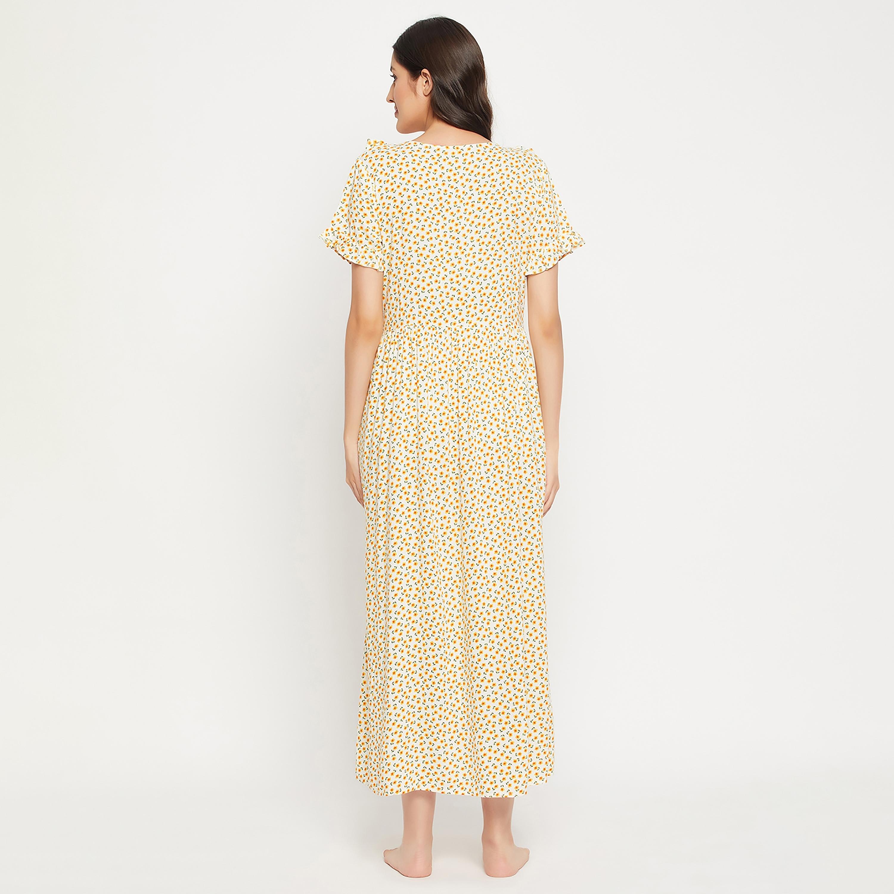 فستان نوم طويل للرضاعة برقبة دائرية وزھور من كلوفيا-women-clothing-maternity-nightwear-image-5
