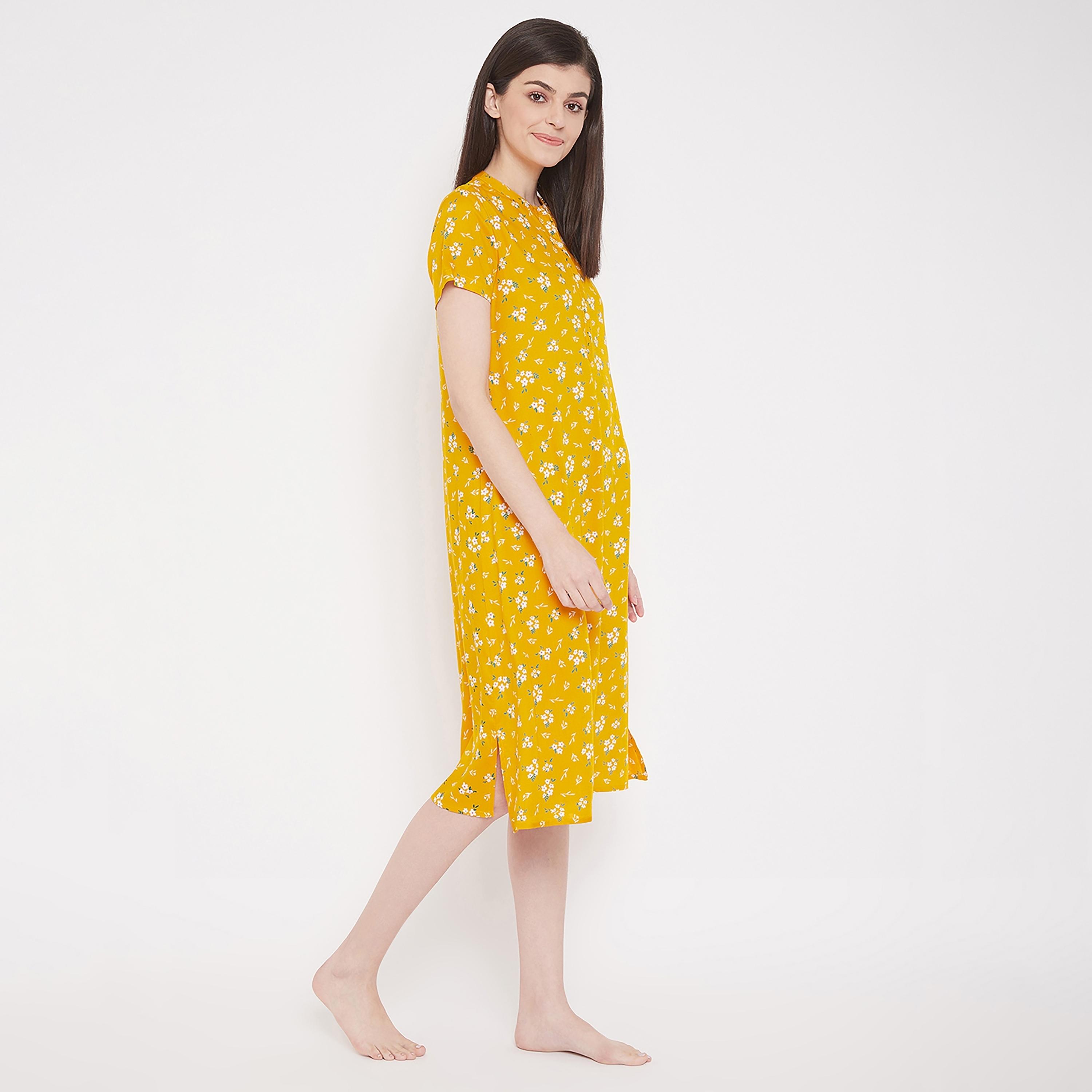 Clovia Floral Round Neck Midi Night Dress-women-clothing-nightwear-nighties-image-4