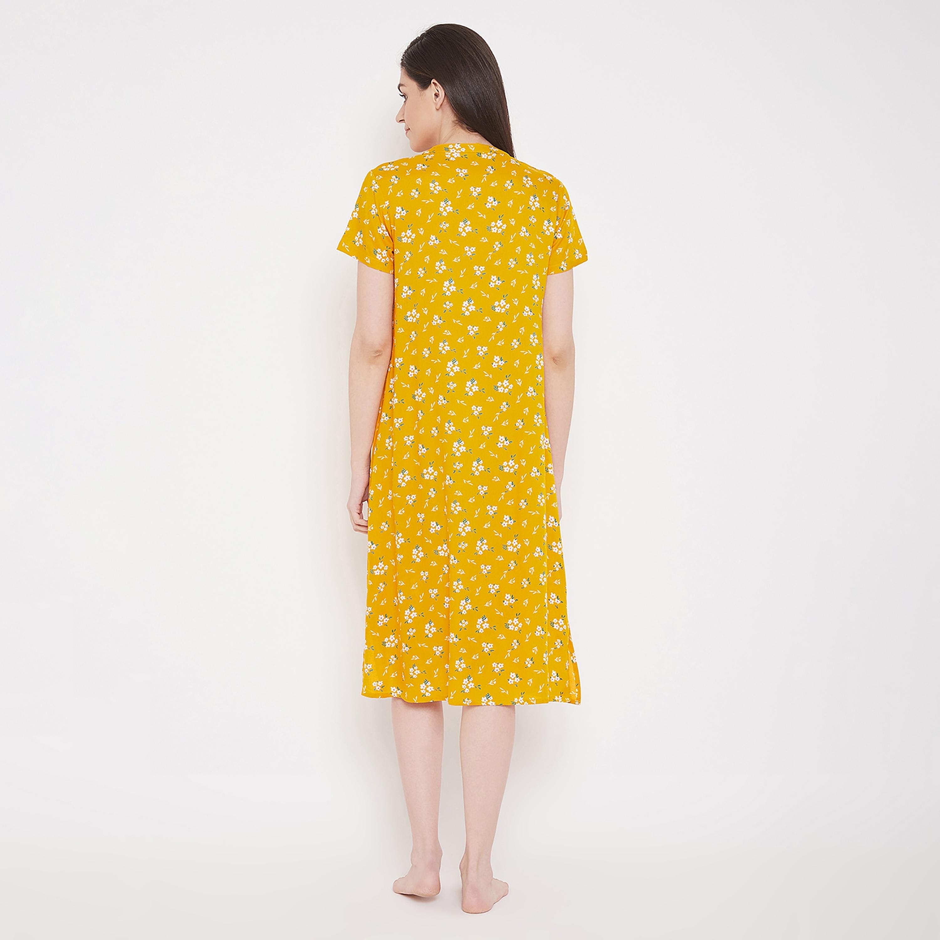 Clovia Floral Round Neck Midi Night Dress-women-clothing-nightwear-nighties-image-5