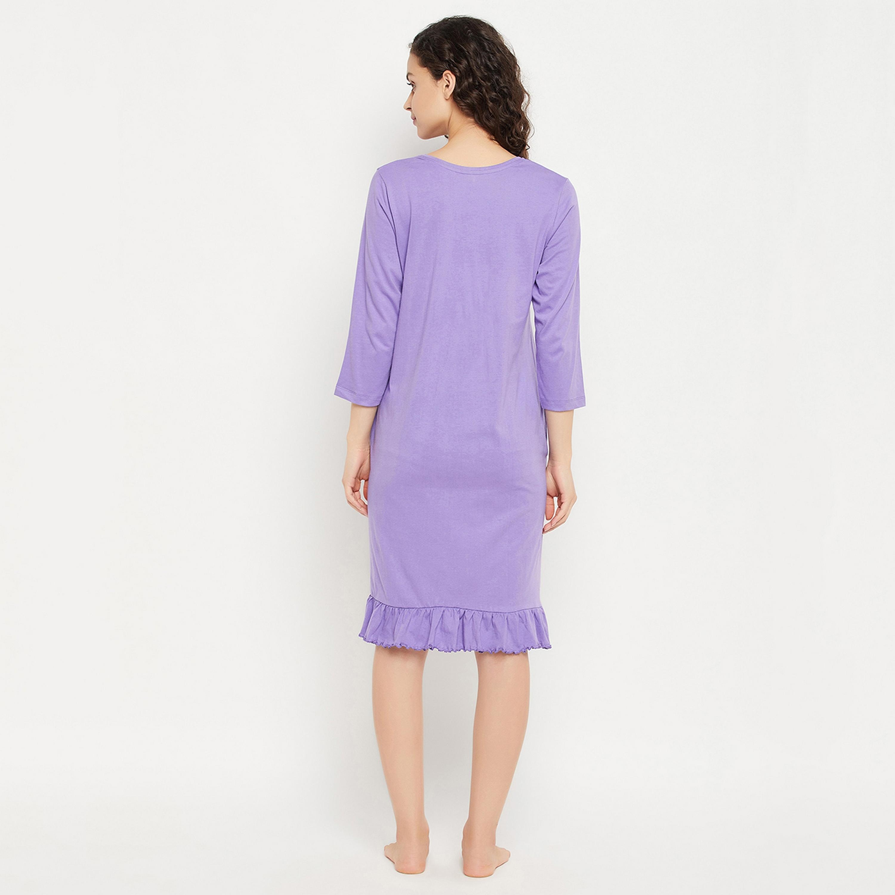 Clovia Halloween Print Women's Short Night Dress in Lilac - Pure Cotton-women-clothing-nightwear-nighties-image-4