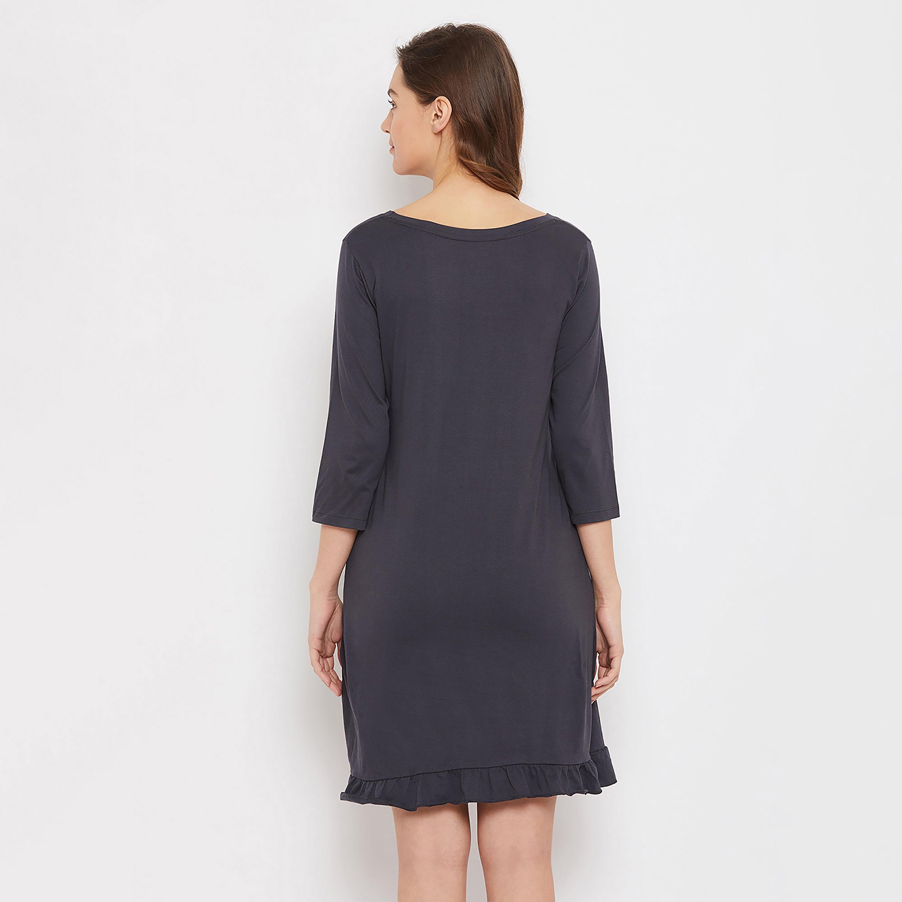 Clovia Graphic Round Neck Night Dress-women-clothing-nightwear-nighties-image-5